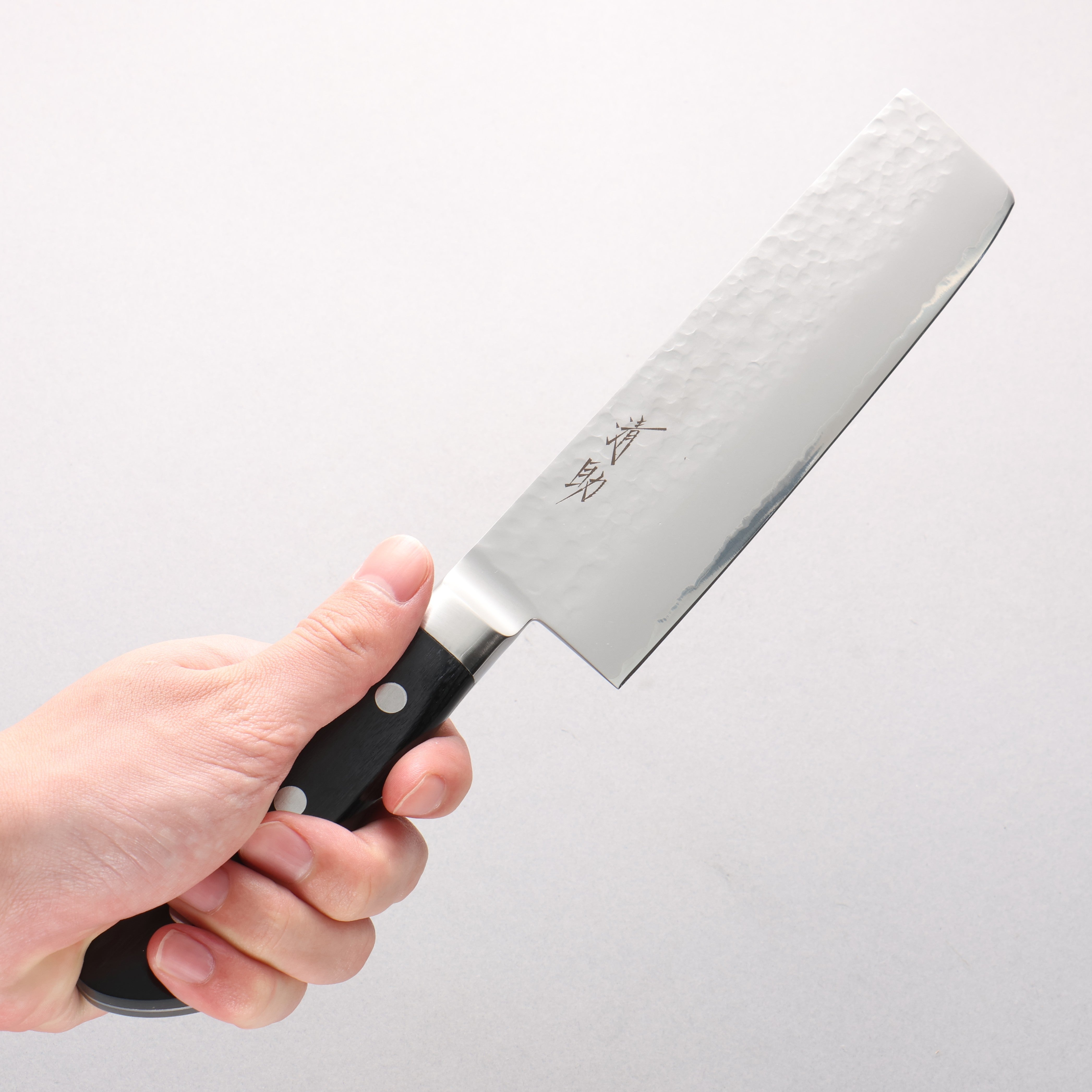 Seisuke VG5 Hammered Kasumitogi Nakiri 160mm Black Pakka wood Handle - Seisuke Knife