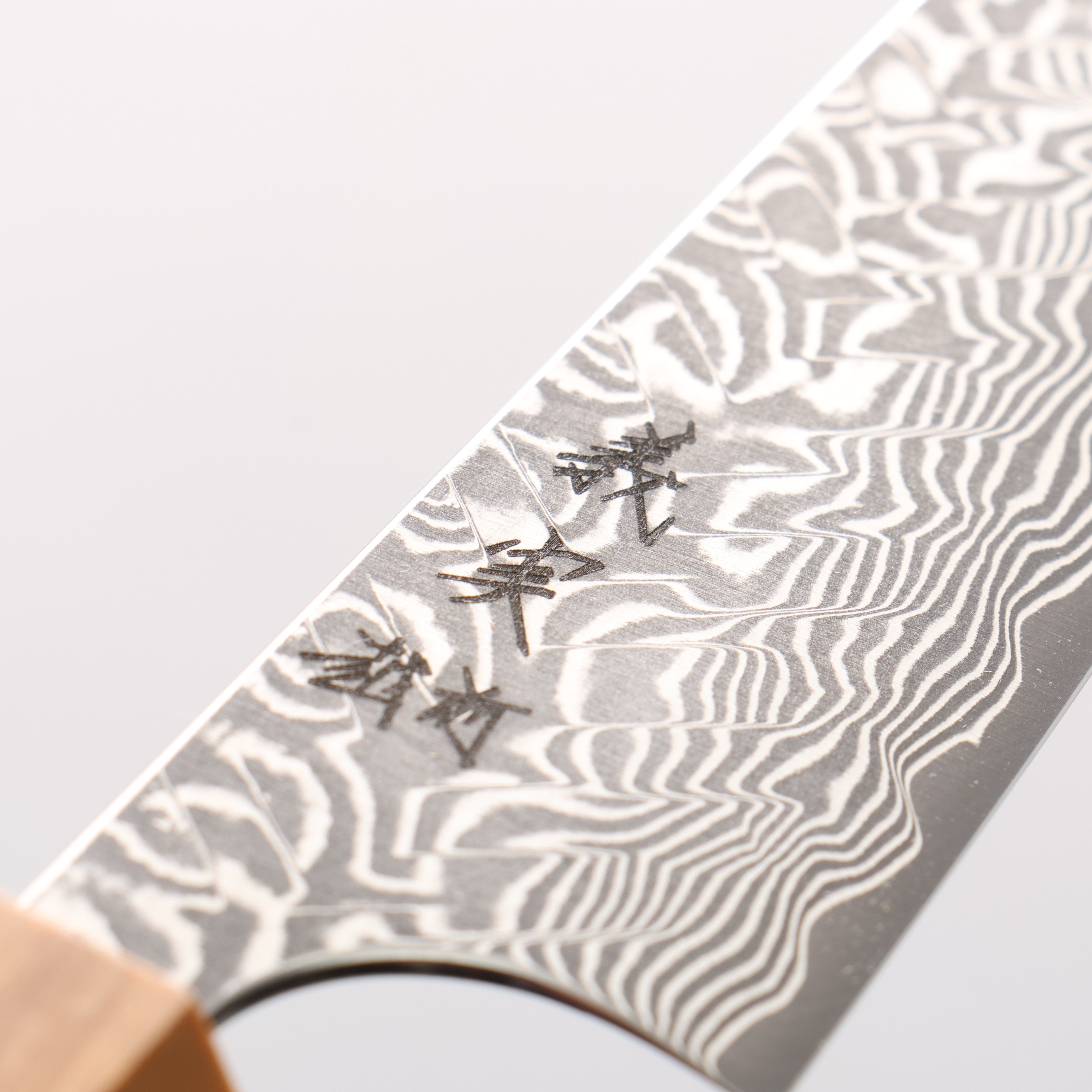 Yoshimi Kato SG2 Black Damascus Petty-Utility 120mm Olive Tree and Black/White Marble Resin Handle - Seisuke Knife