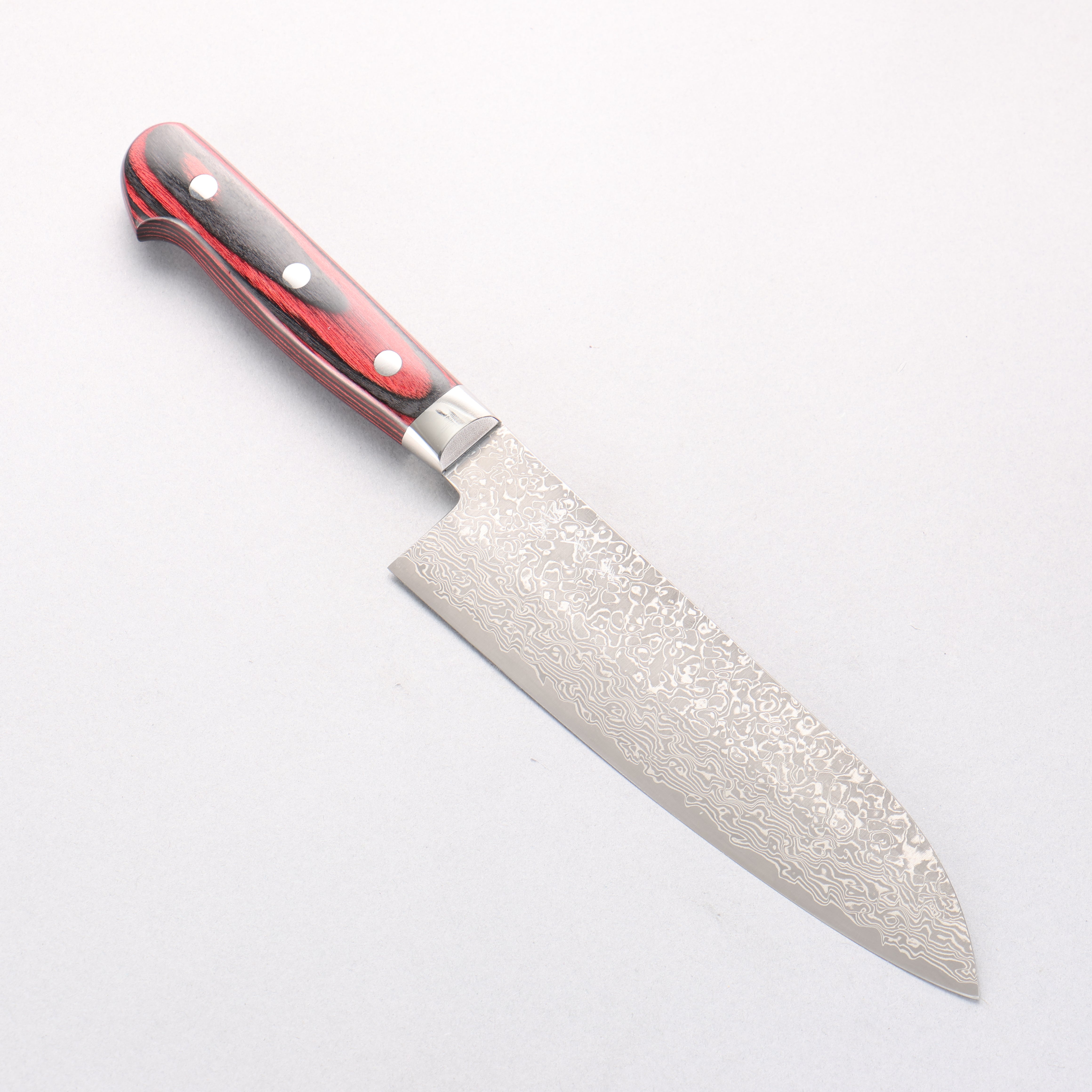 Yoshimi Kato VG10 Damascus Santoku 180mm Red Pakka wood Handle - Seisuke Knife