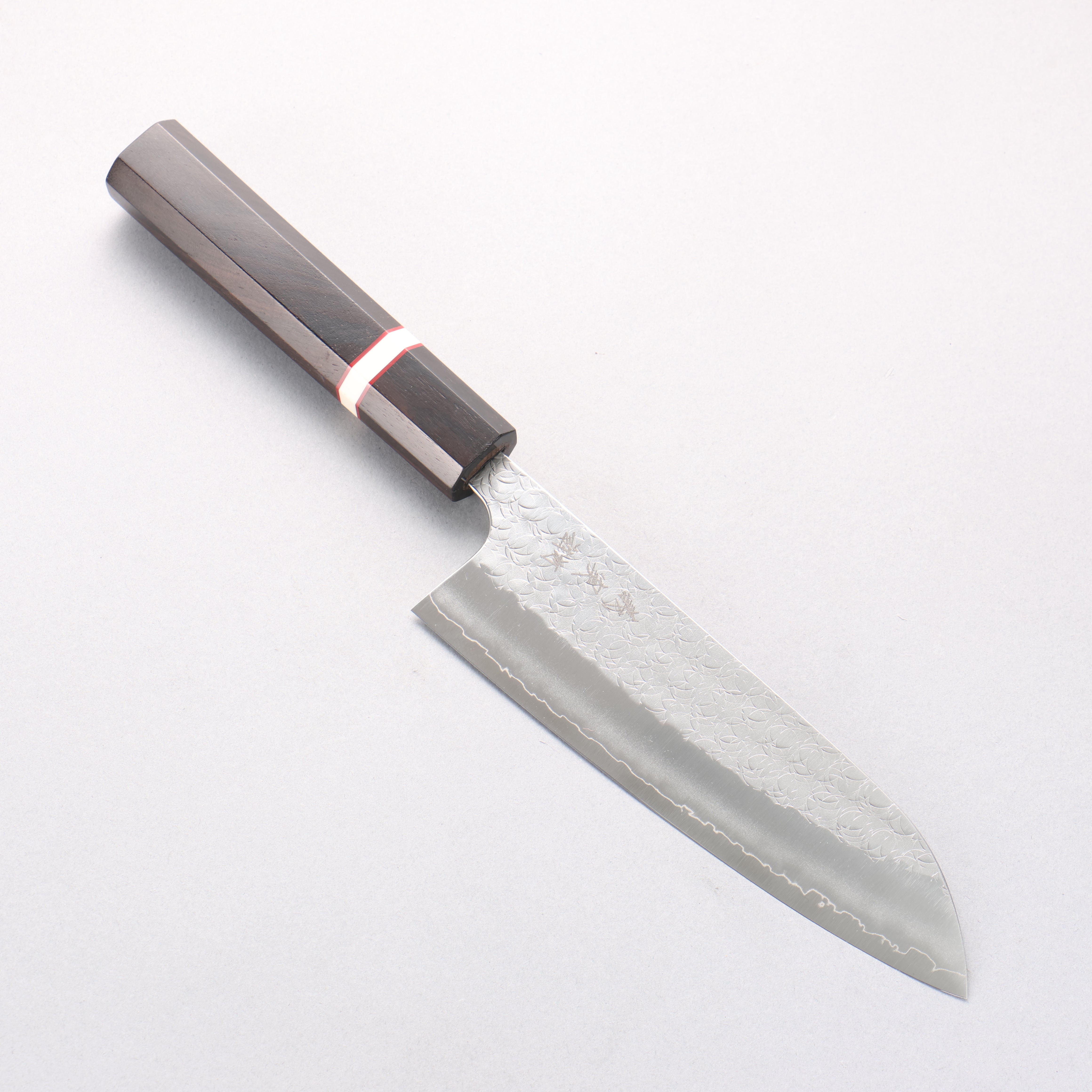 Yoshimi Kato Minamo SG2 Hammered Santoku 170mm Ebony (White Ring) Handle - Seisuke Knife