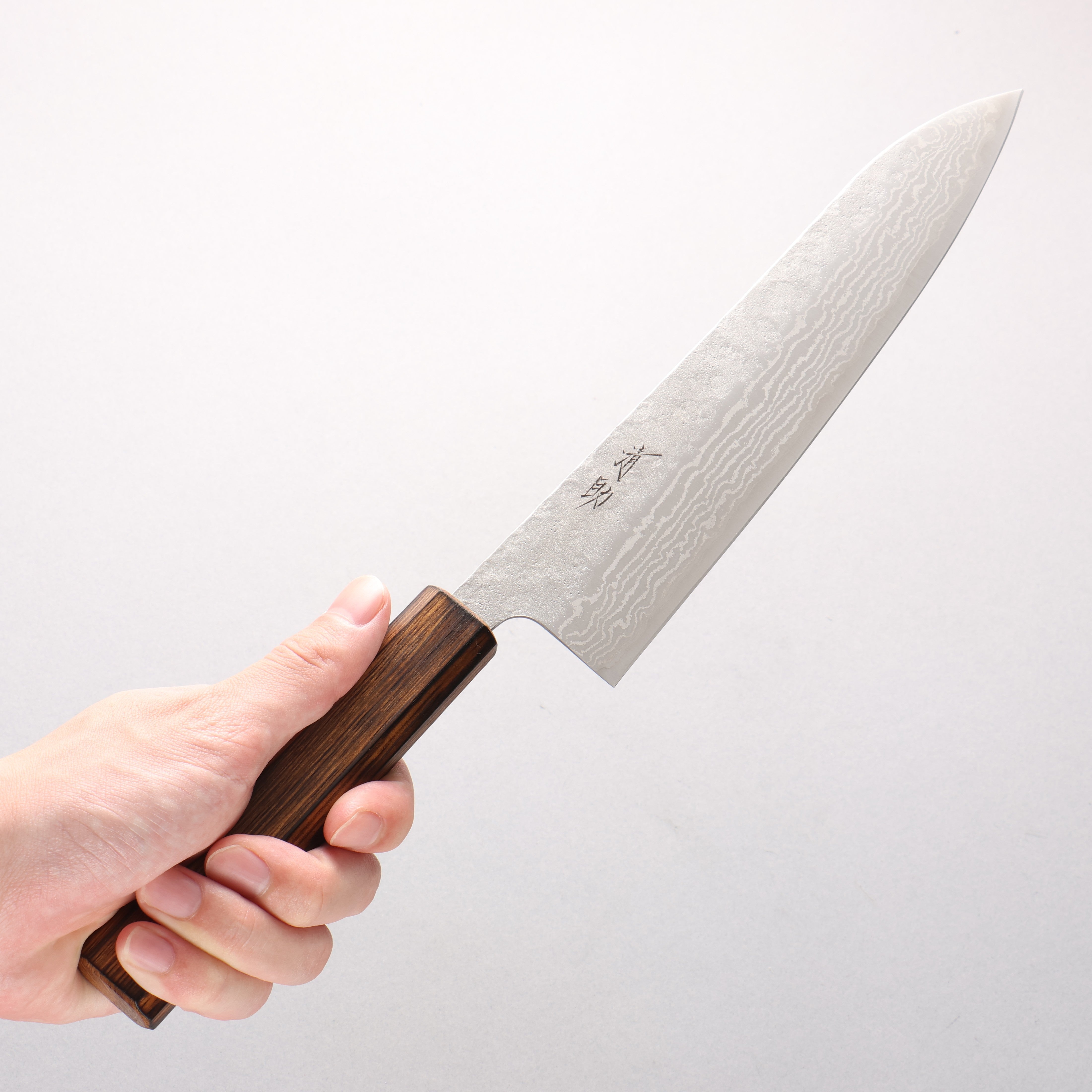 Seisuke Stainless Steel 440C Hammered Damascus Gyuto 210mm Oak Handle - Seisuke Knife