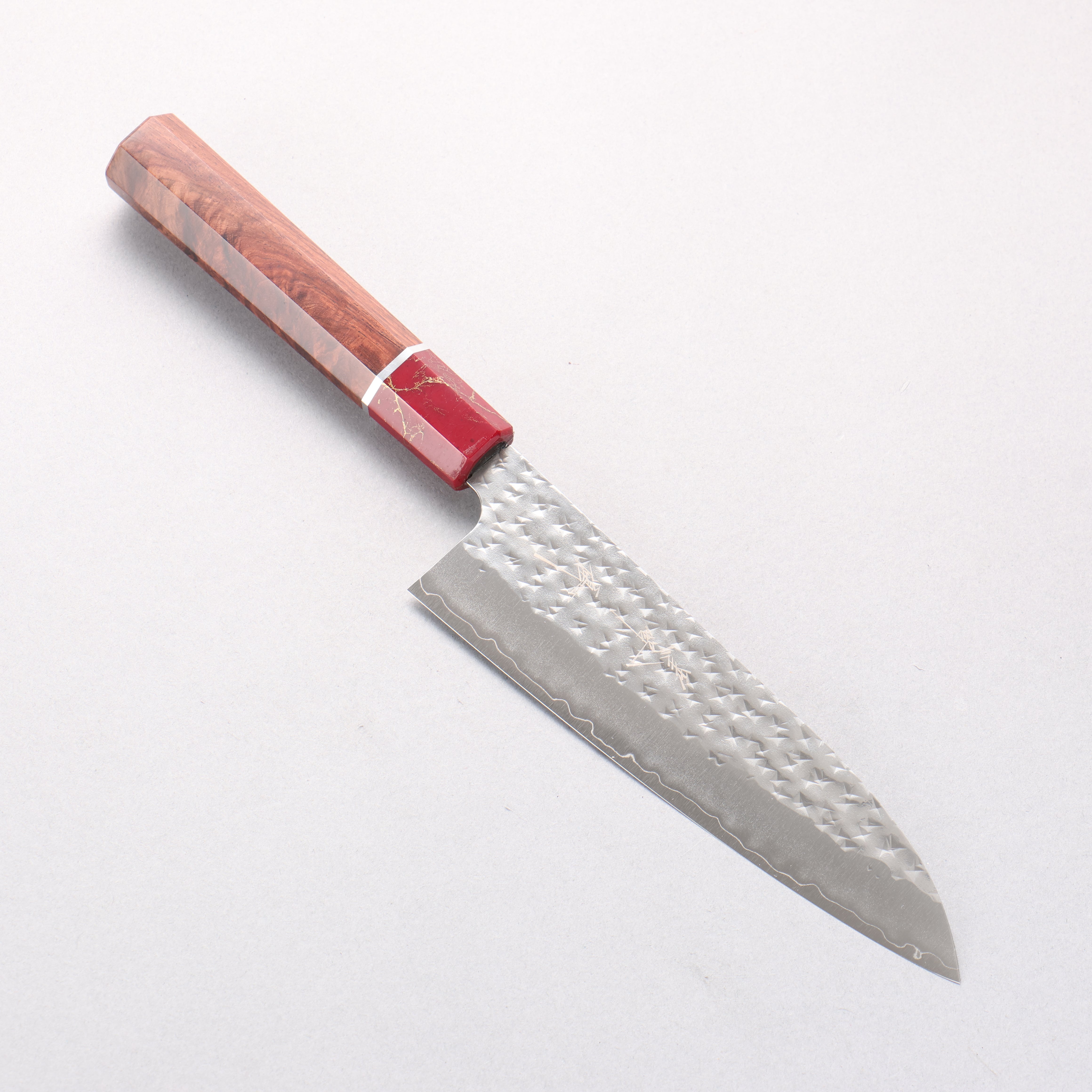 Yu Kurosaki Senko Ryu SG2 Hammered Small Santoku 150mm Rosewood (Ferrule: Red Turquoise) Handle - Seisuke Knife