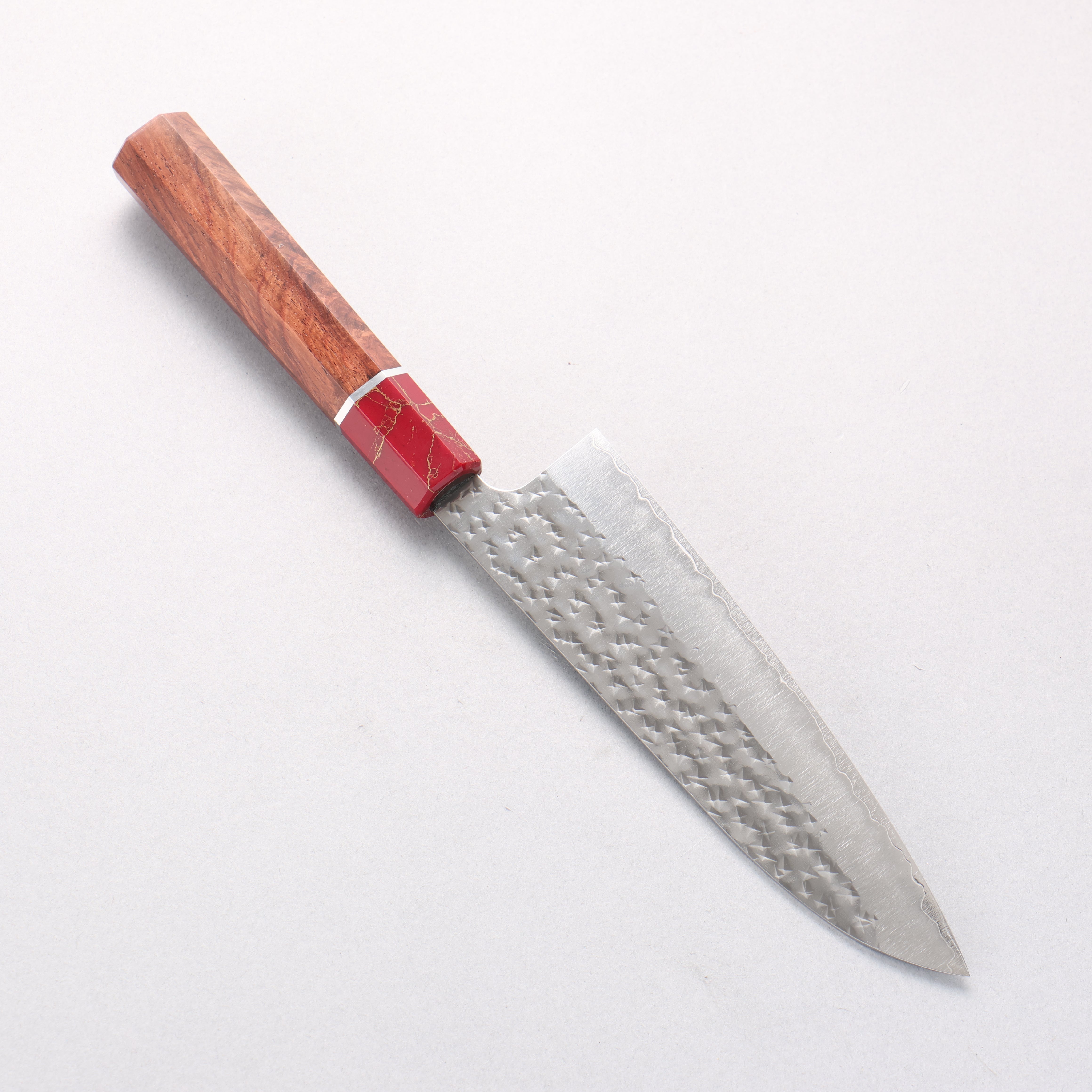 Yu Kurosaki Senko Ryu SG2 Hammered Small Santoku 150mm Rosewood (Ferrule: Red Turquoise) Handle - Seisuke Knife