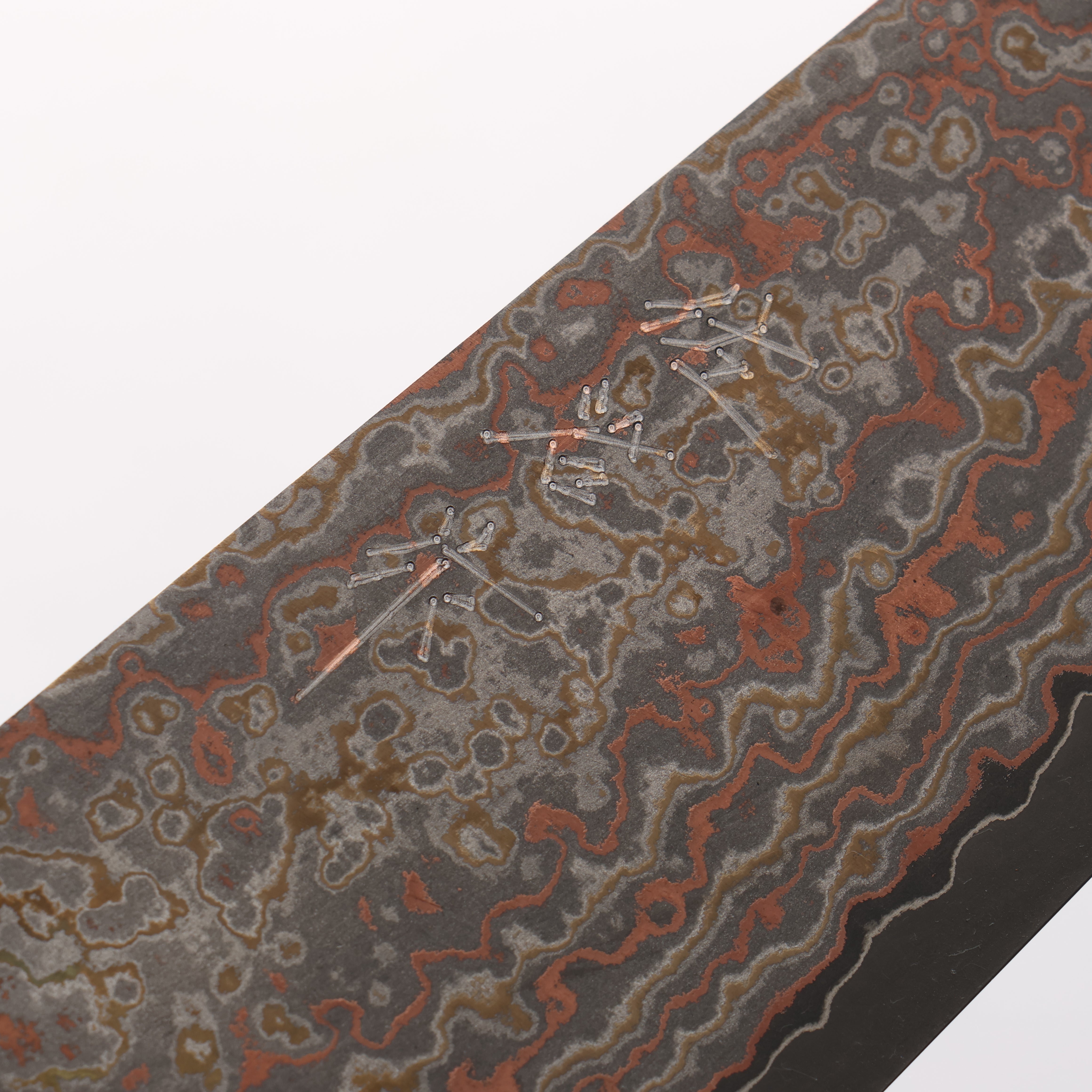Takeshi Saji VG10w Colored Damascus Nashiji Bunka 180mm Kumiko (Wood Mosaic) Handle - Seisuke Knife