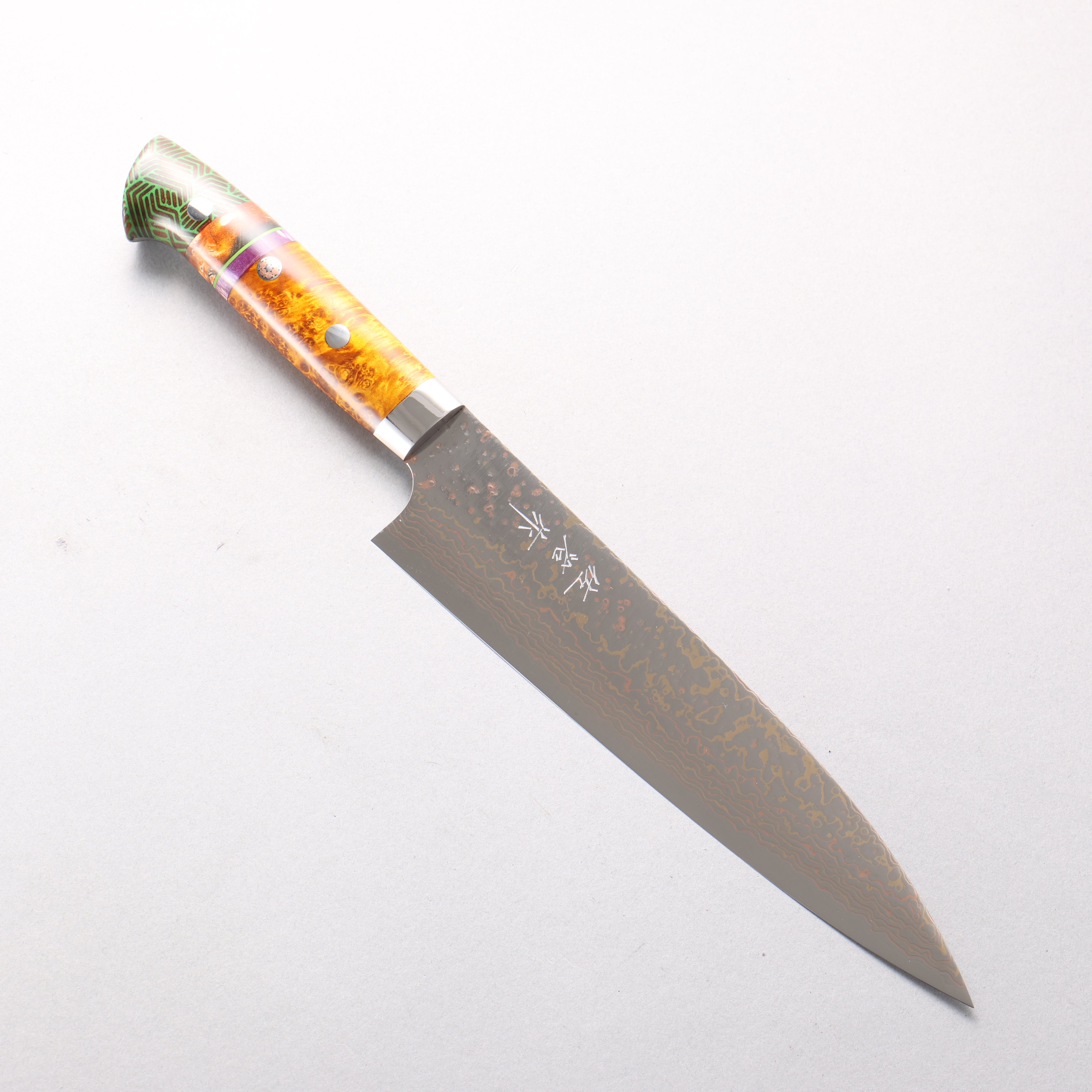 Takeshi Saji VG10w Colored Damascus Migaki Finished Gyuto 210mm Combination of materials (various colors) Handle - Seisuke Knife