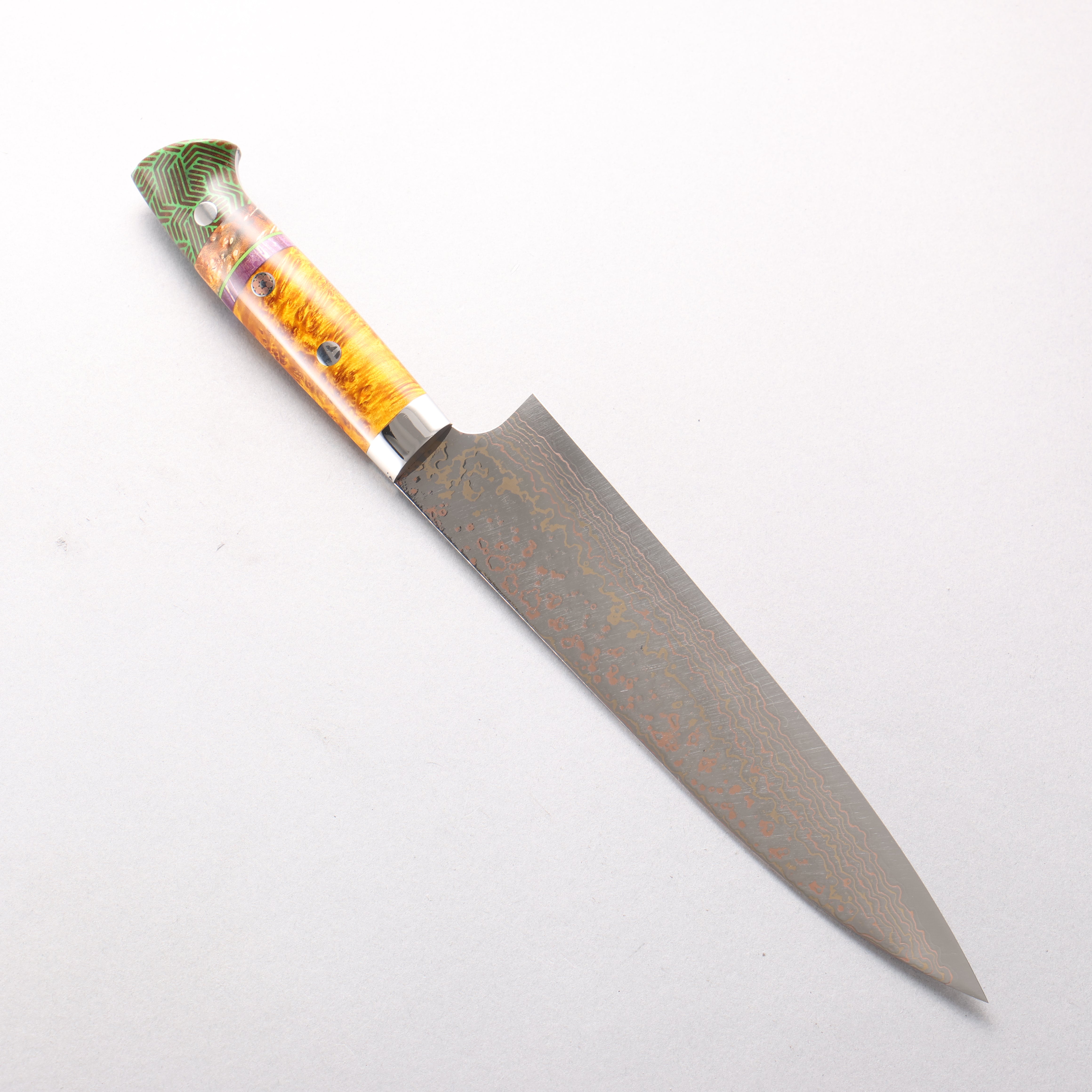 Takeshi Saji VG10w Colored Damascus Migaki Finished Gyuto 210mm Combination of materials (various colors) Handle - Seisuke Knife