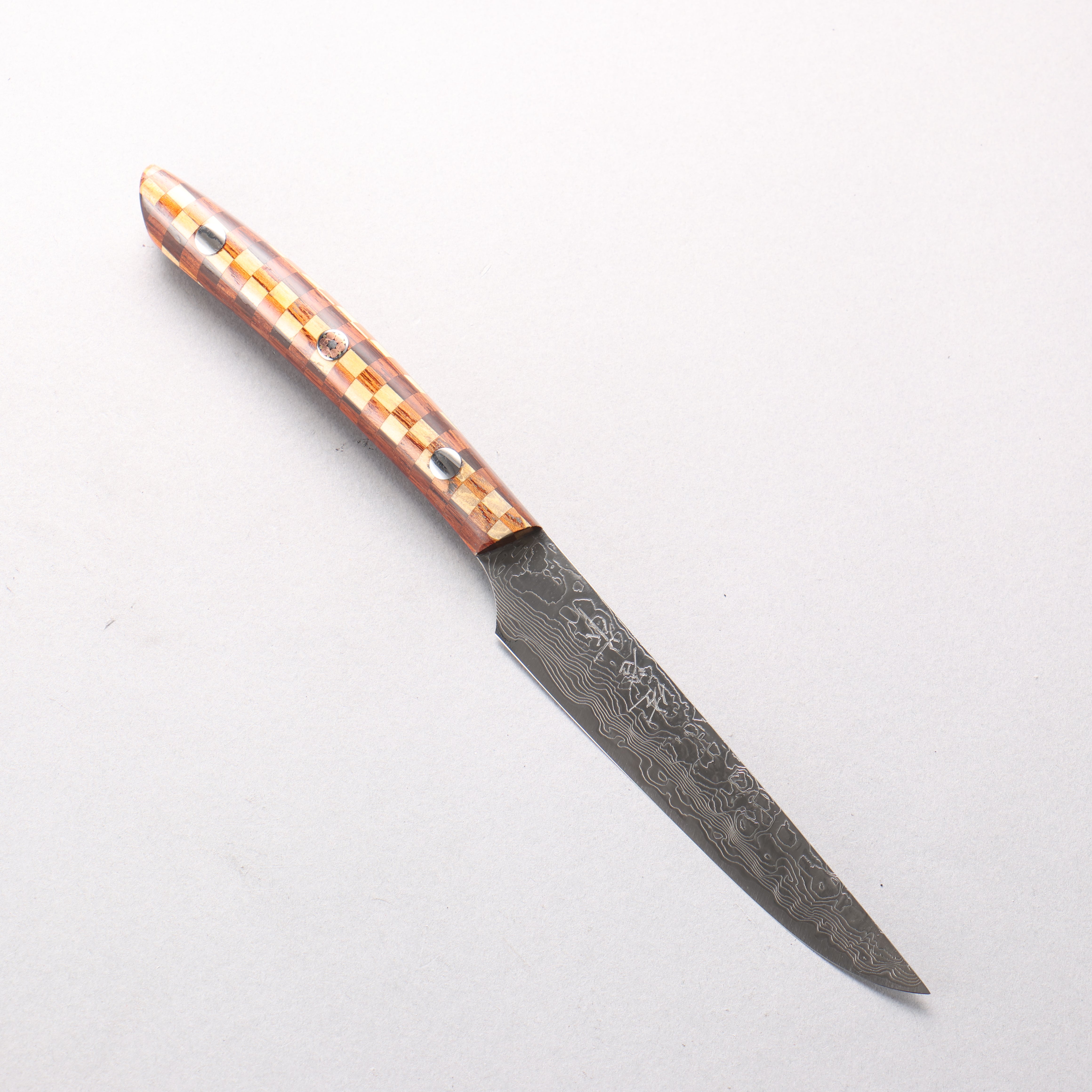 Takeshi Saji SG2 Damascus Diamond Finish Steak 125mm Kumiko (Wood Mosaic) Handle - Seisuke Knife