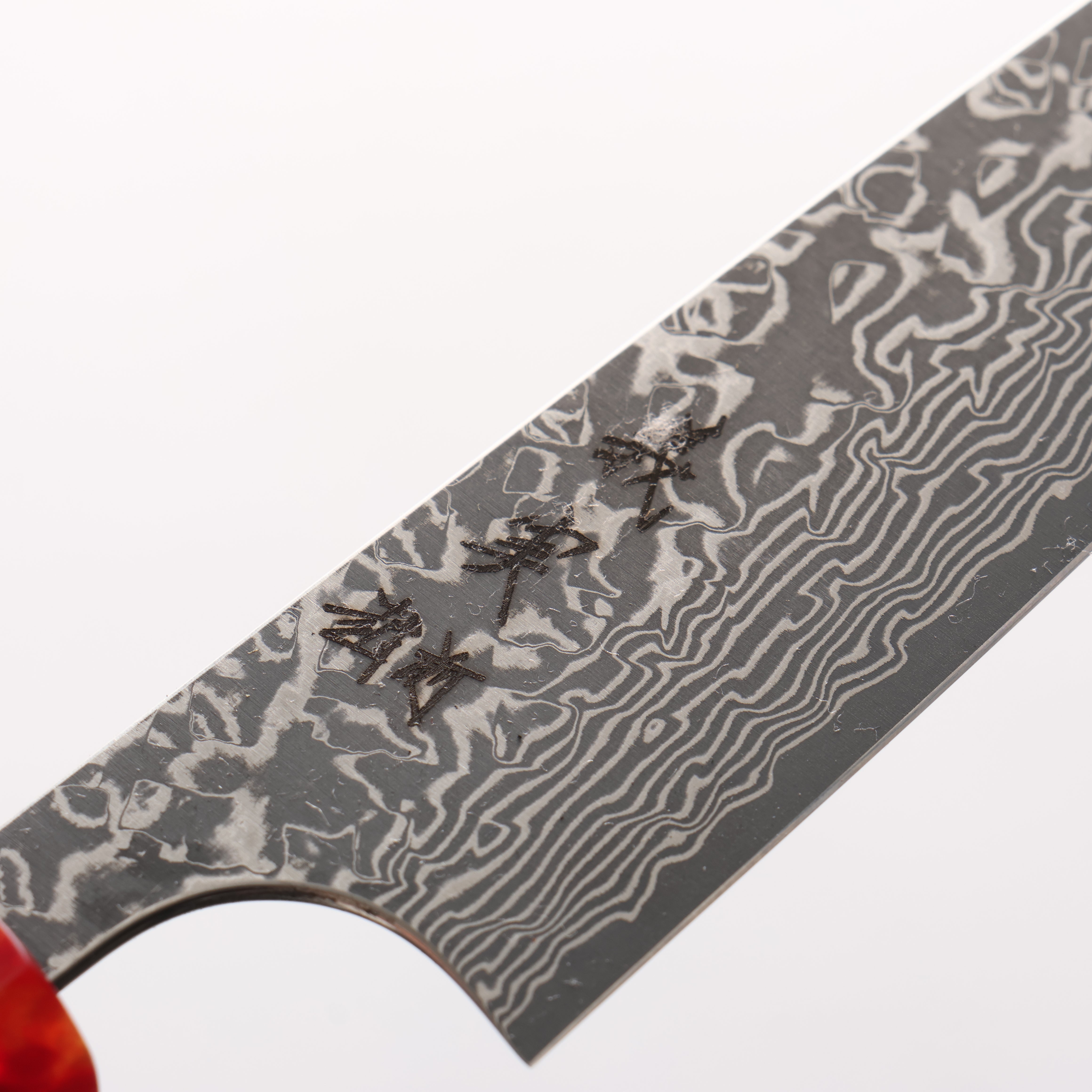 Yoshimi Kato VG10 Black Damascus Petty-Utility 120mm Ebony (ferrule: Red Resin) Handle - Seisuke Knife