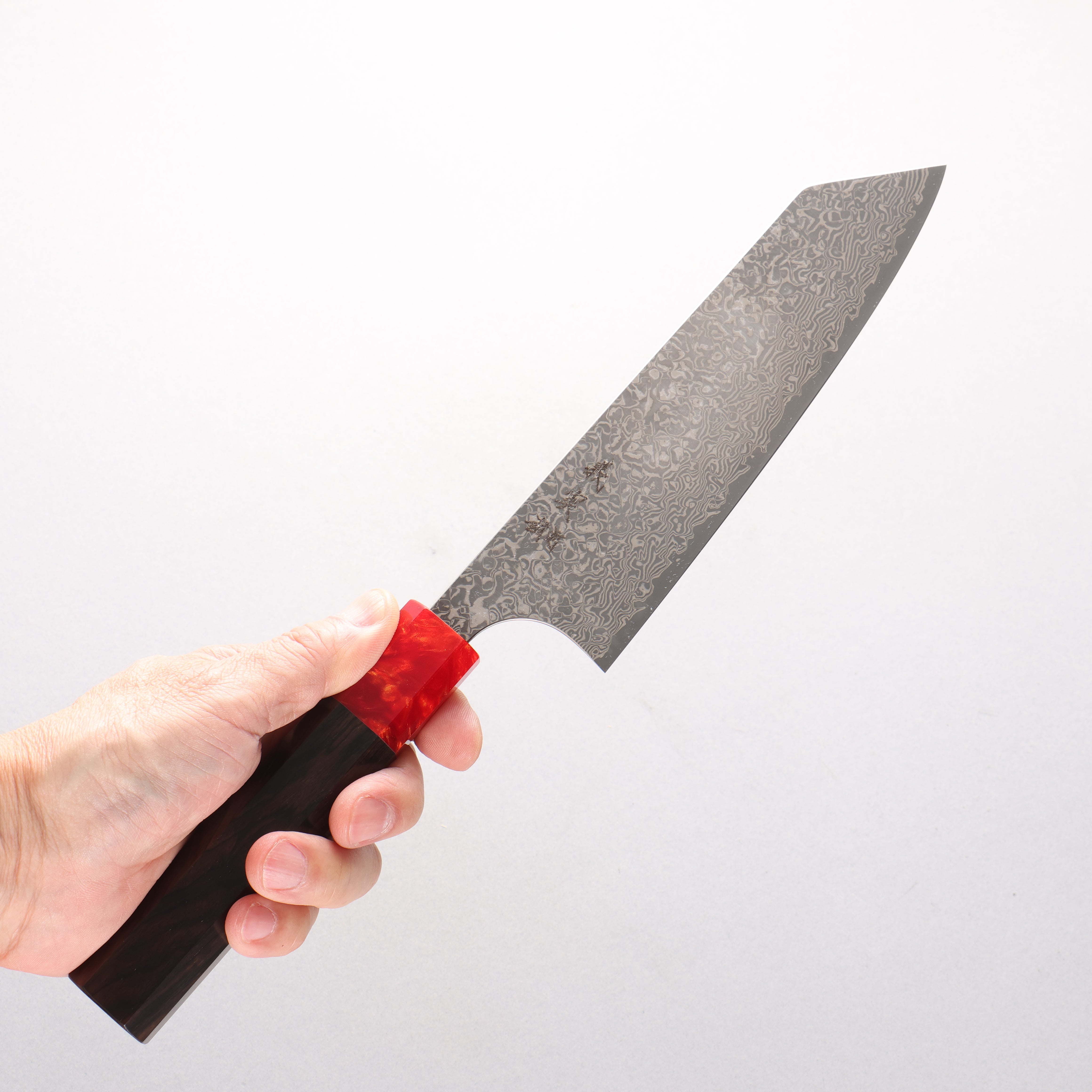 Yoshimi Kato VG10 Black Damascus Bunka 170mm Ebony (ferrule: Red Resin) Handle - Seisuke Knife