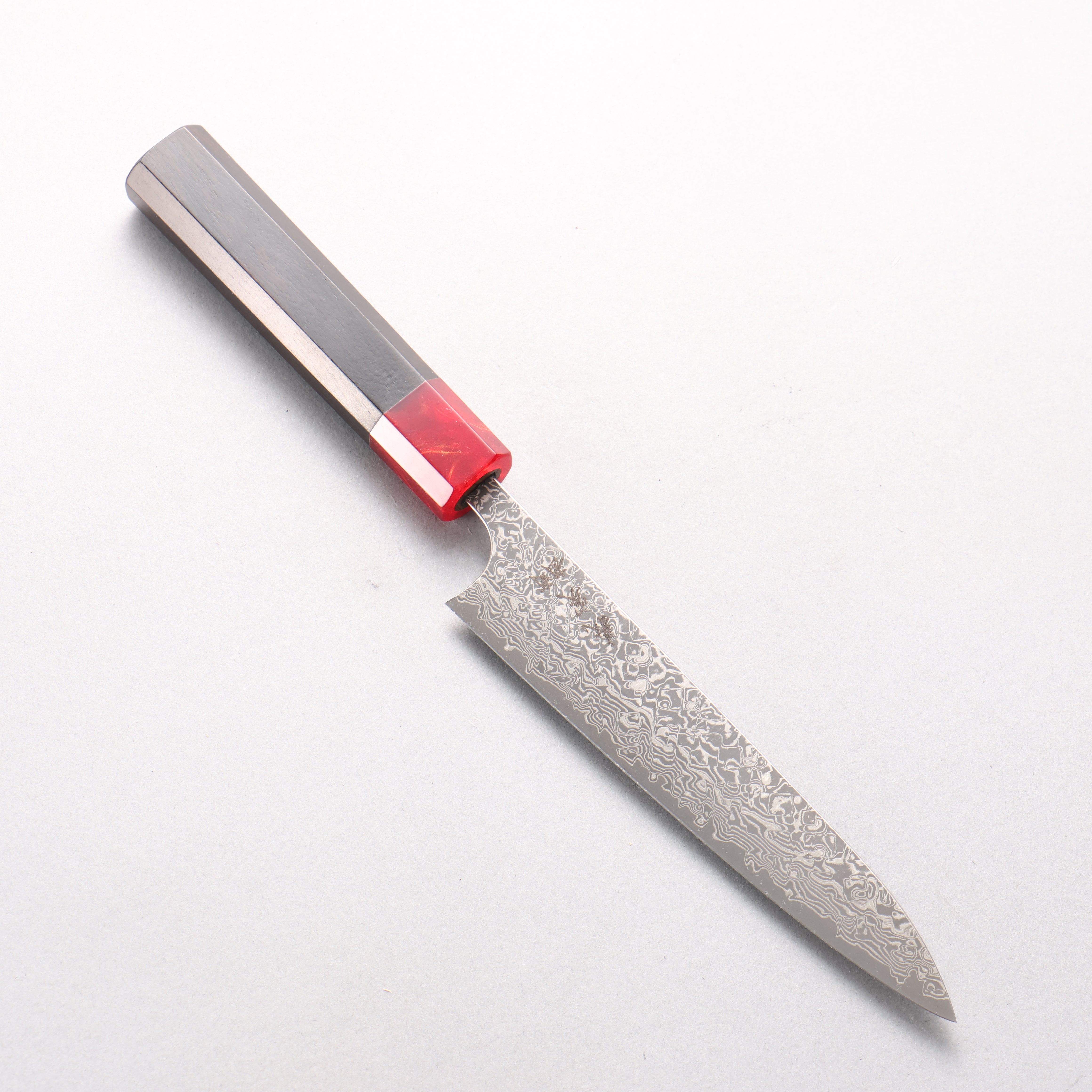 Yoshimi Kato VG10 Black Damascus Petty-Utility 150mm Ebony (ferrule: Red Resin) Handle - Seisuke Knife