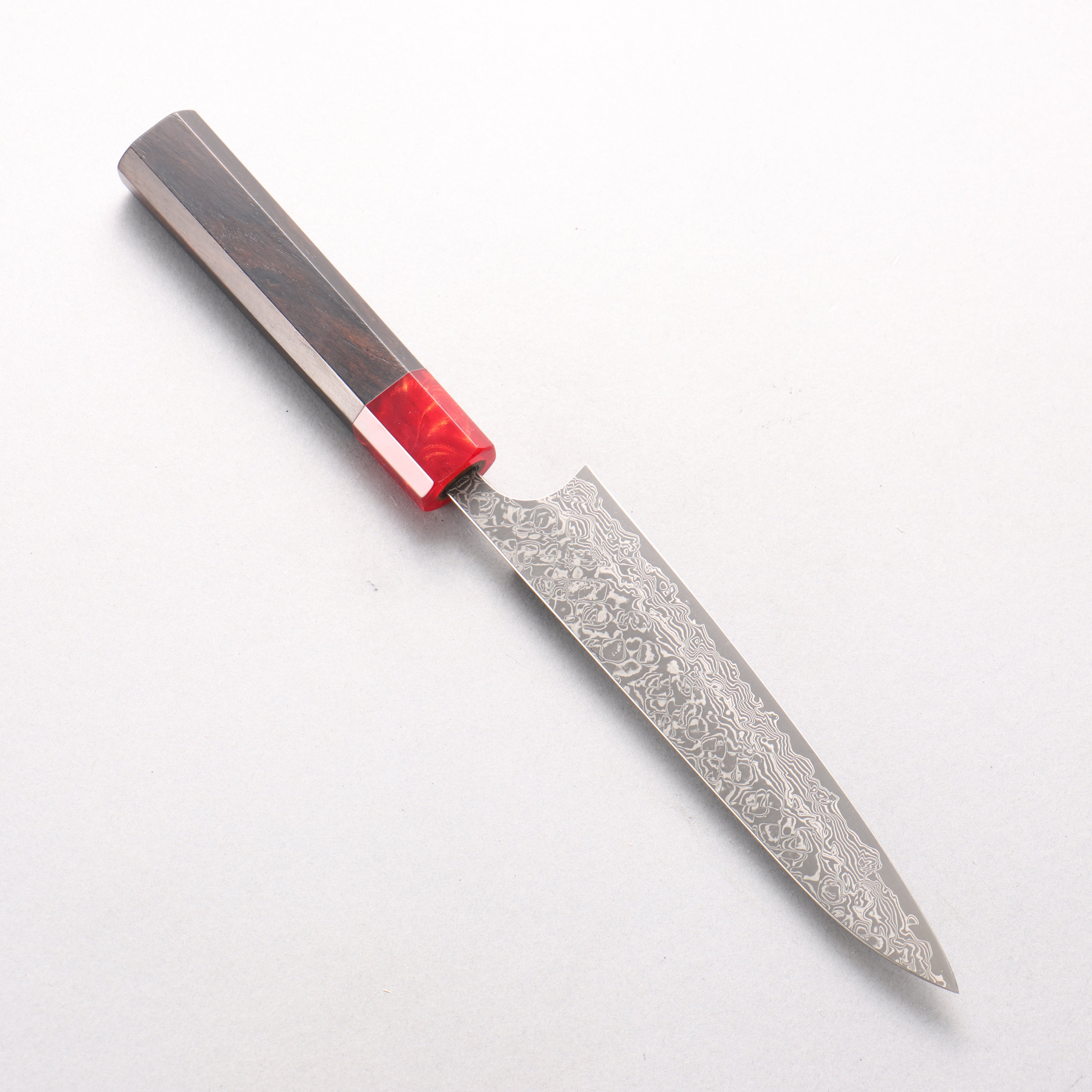 Yoshimi Kato VG10 Black Damascus Petty-Utility 150mm Ebony (ferrule: Red Resin) Handle - Seisuke Knife