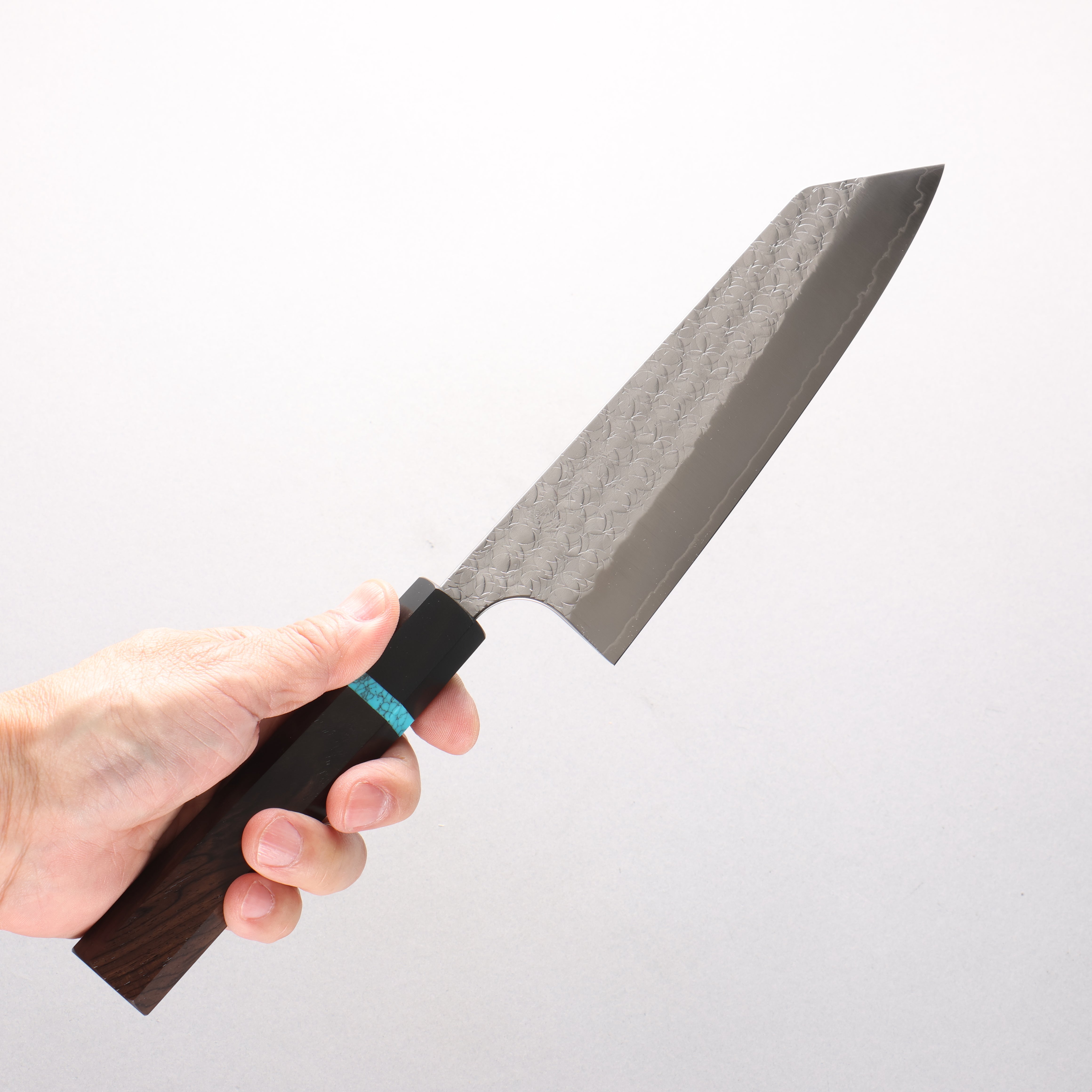 Yoshimi Kato Minamo SG2 Hammered Bunka 170mm African Rosewood with Blue Turquoise Ring (ferrule: G10) Handle - Seisuke Knife