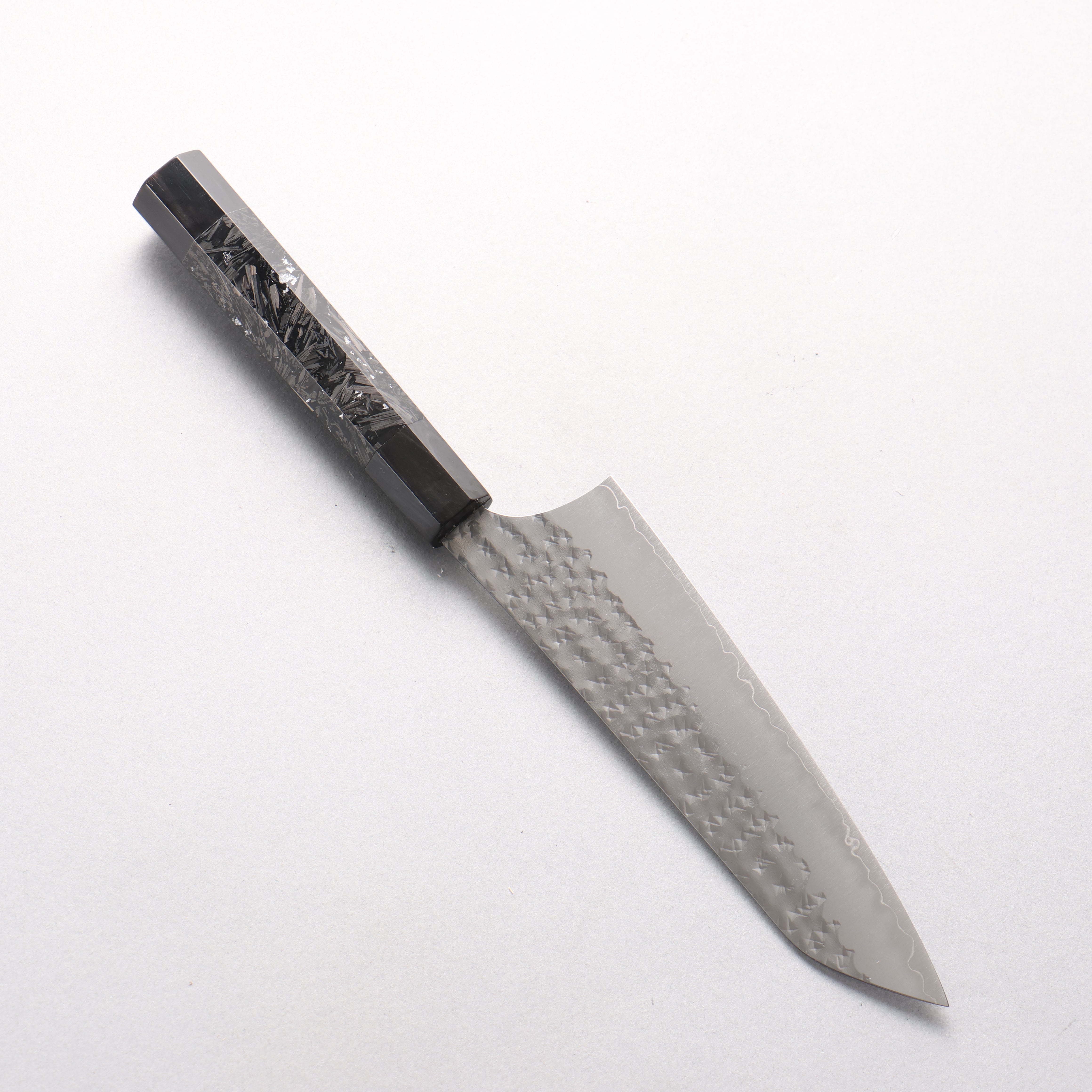 [Ginza Only] Yu Kurosaki Senko Ei SG2 Hammered Small Bunka 150mm Carbon Fiber with Silver Speckles (ferrule and end cap: Black Water Buffalo Horn) Handle - Seisuke Knife