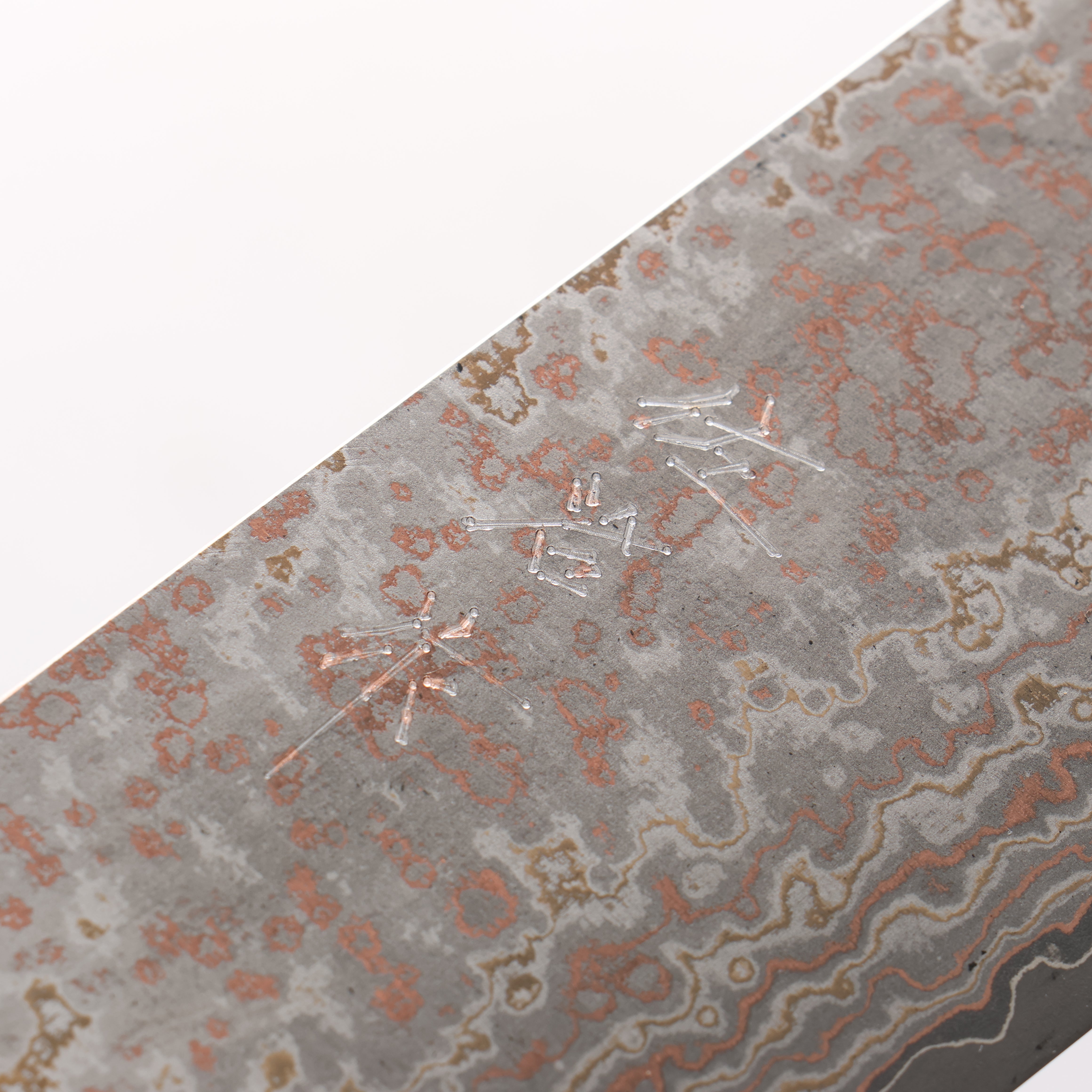 Takeshi Saji VG10w Colored Damascus Nashiji Nakiri 165mm Pine Cone and Blue Acrylic Handle - Seisuke Knife