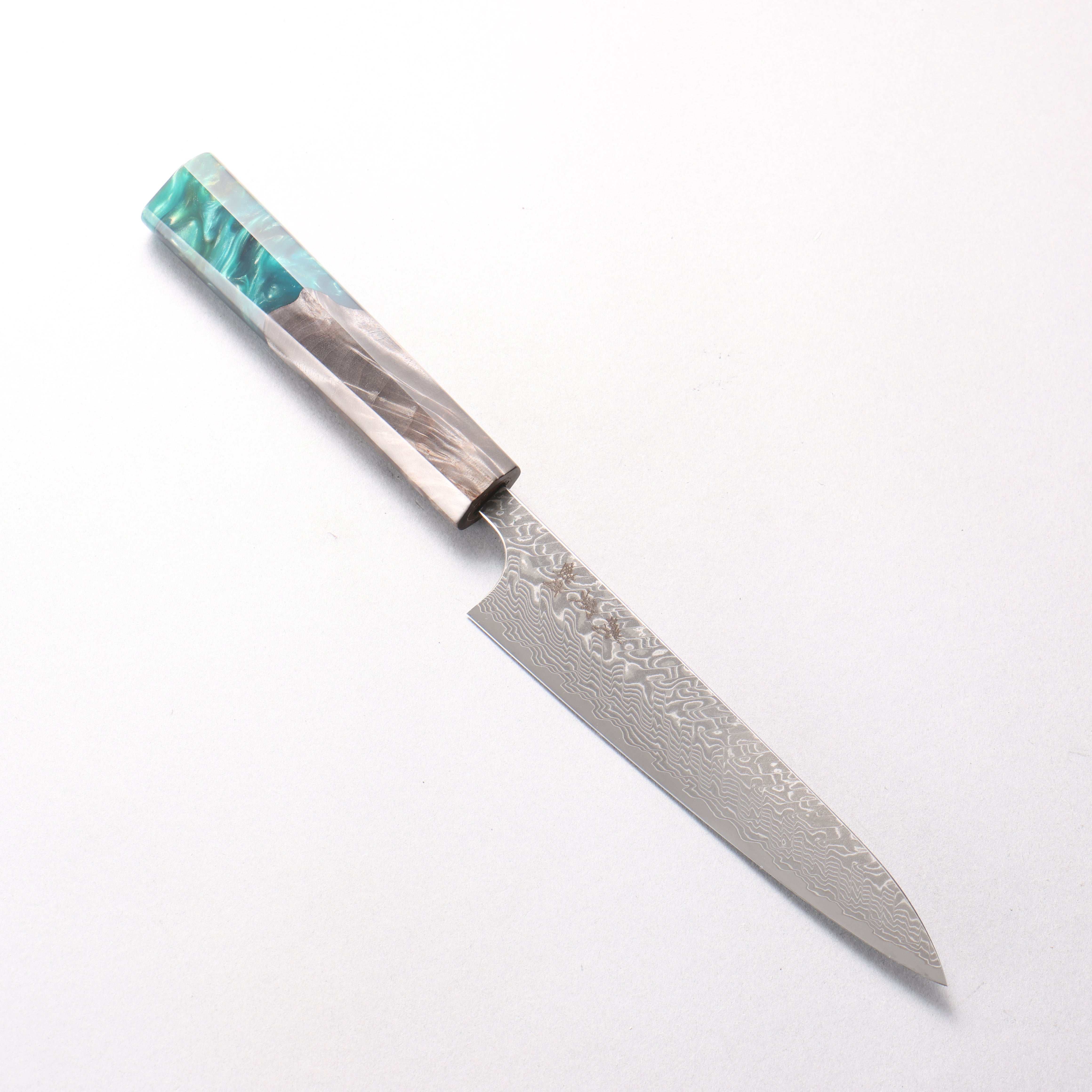 Yoshimi Kato SG2 Black Damascus Petty-Utility 150mm Stabilized Birch with Emerald Green Resin Handle