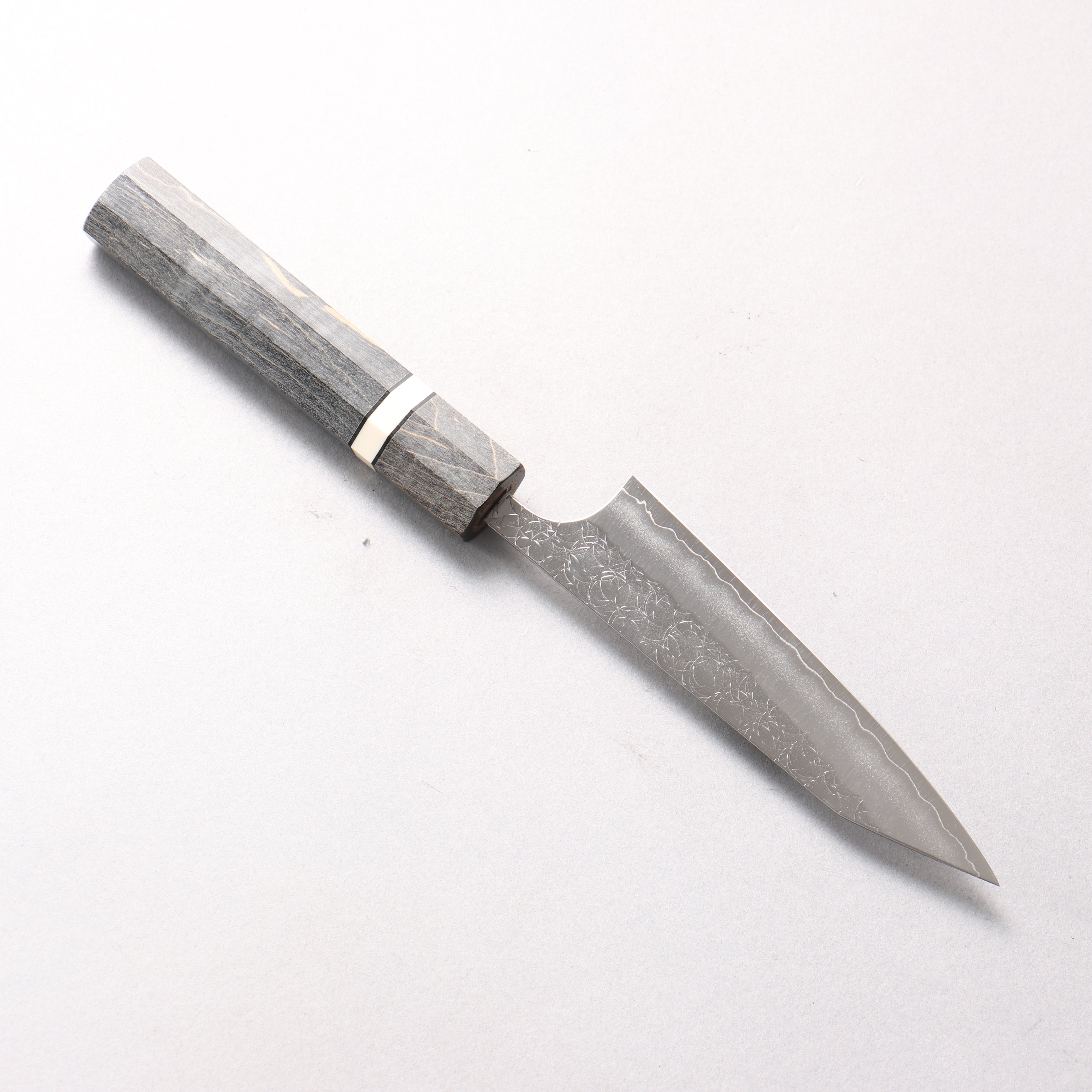 Yoshimi Kato Minamo SG2 Hammered Kiritsuke Petty-Utility 120mm Gray Stabilized Wood (White Ring) Handle