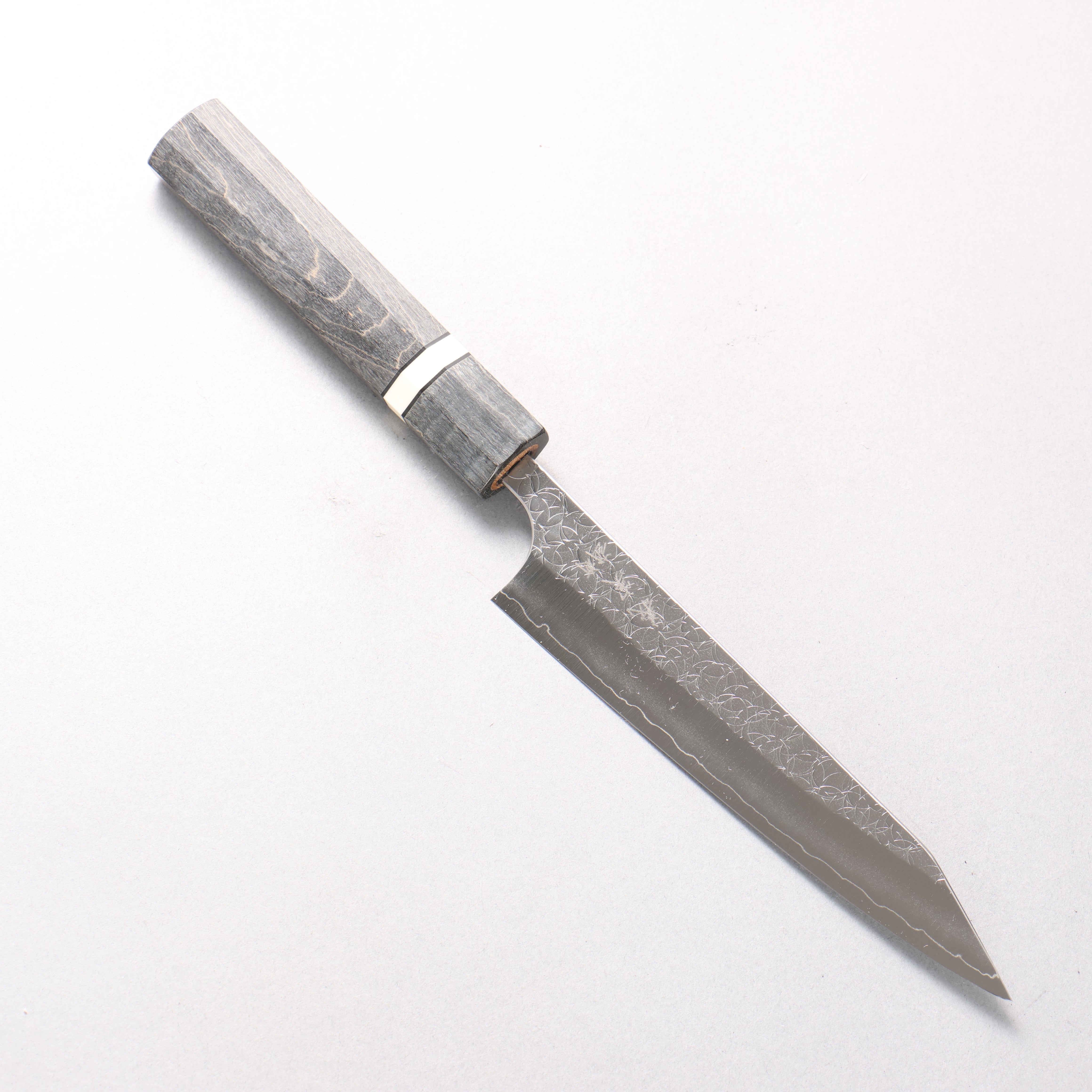 Yoshimi Kato Minamo SG2 Hammered Kiritsuke Petty-Utility 150mm Gray Stabilized Wood (White Ring) Handle