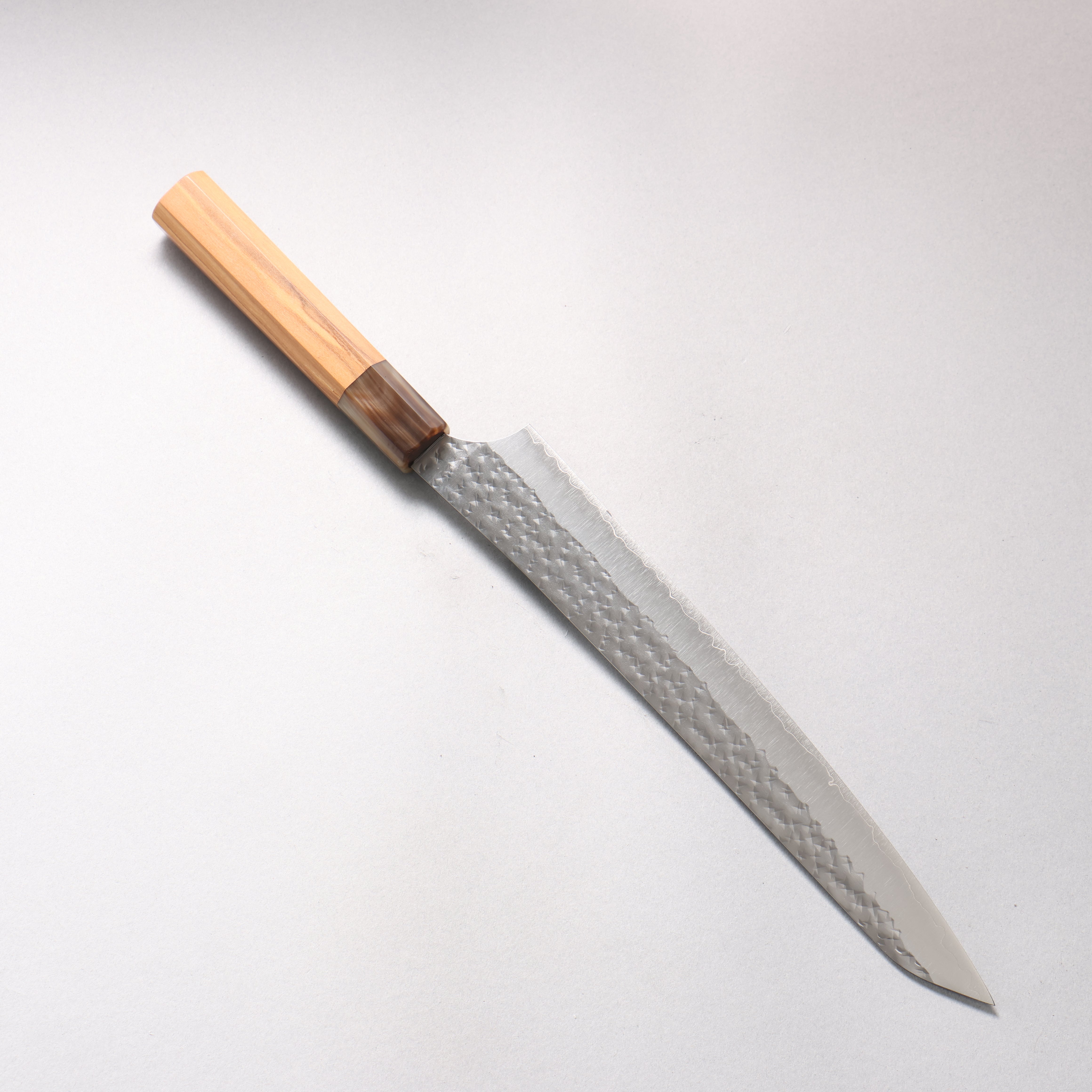 Yu Kurosaki Senko Ei SG2 Hammered Sujihiki 240mm Olive tree (ferrule: Water Buffalo Horn) Handle