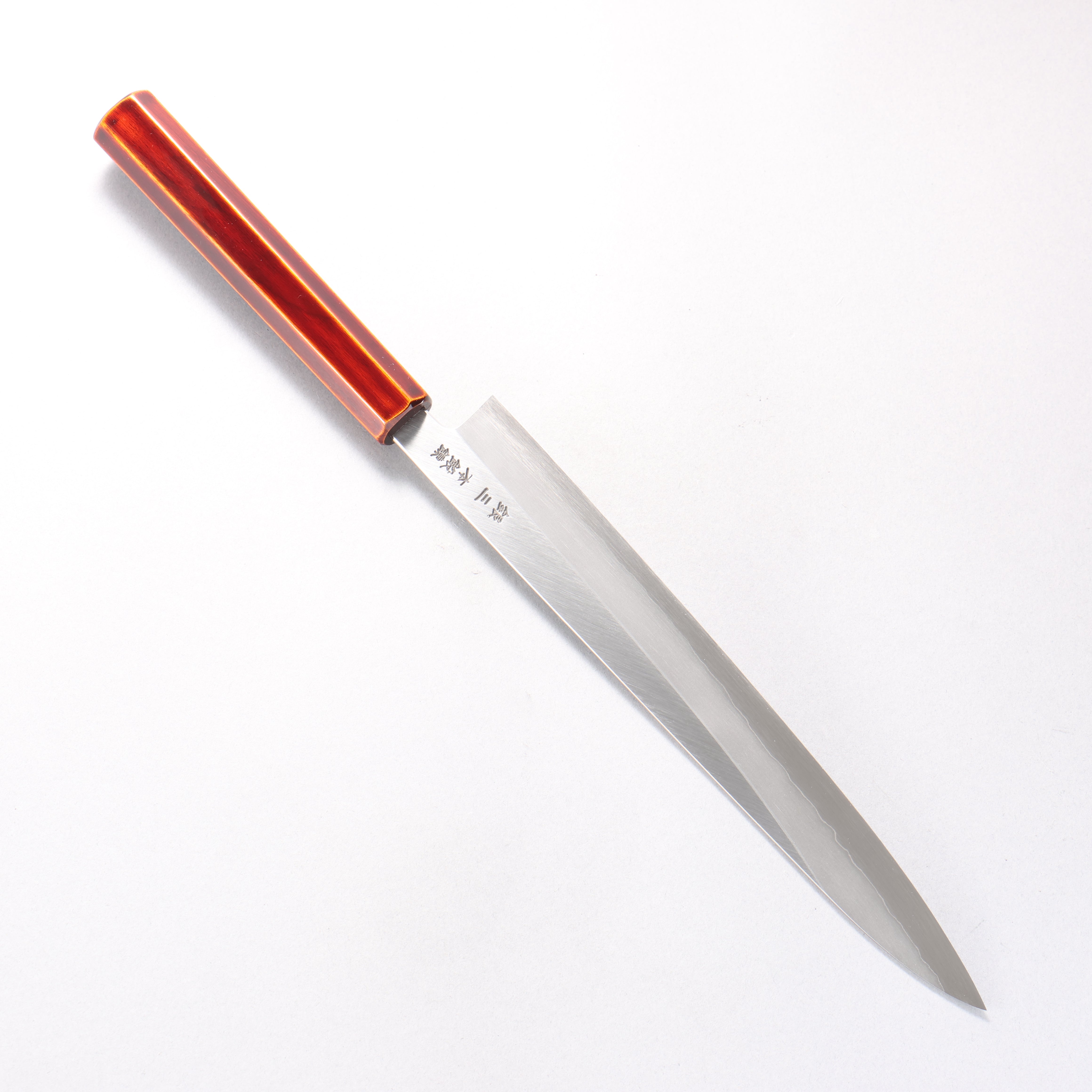 Hado Silver Steel No.3 Migaki Sujihiki 240mm Kijiro-Nuri Lacquered Handle - Seisuke Knife