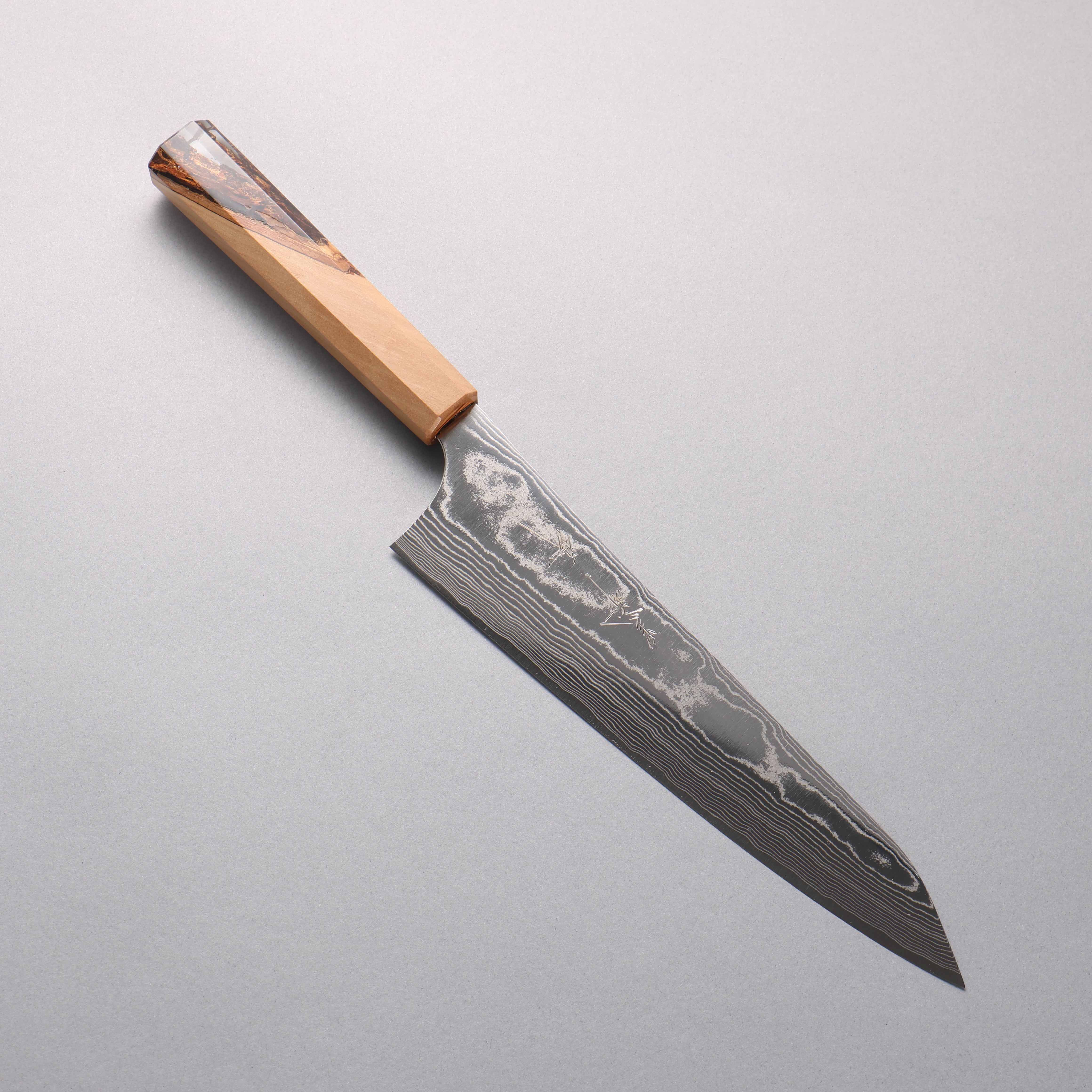 Yu Kurosaki Suiun SG2 Damascus Gyuto 210mm Olive Wood & Clear Resin Handle - Seisuke Knife