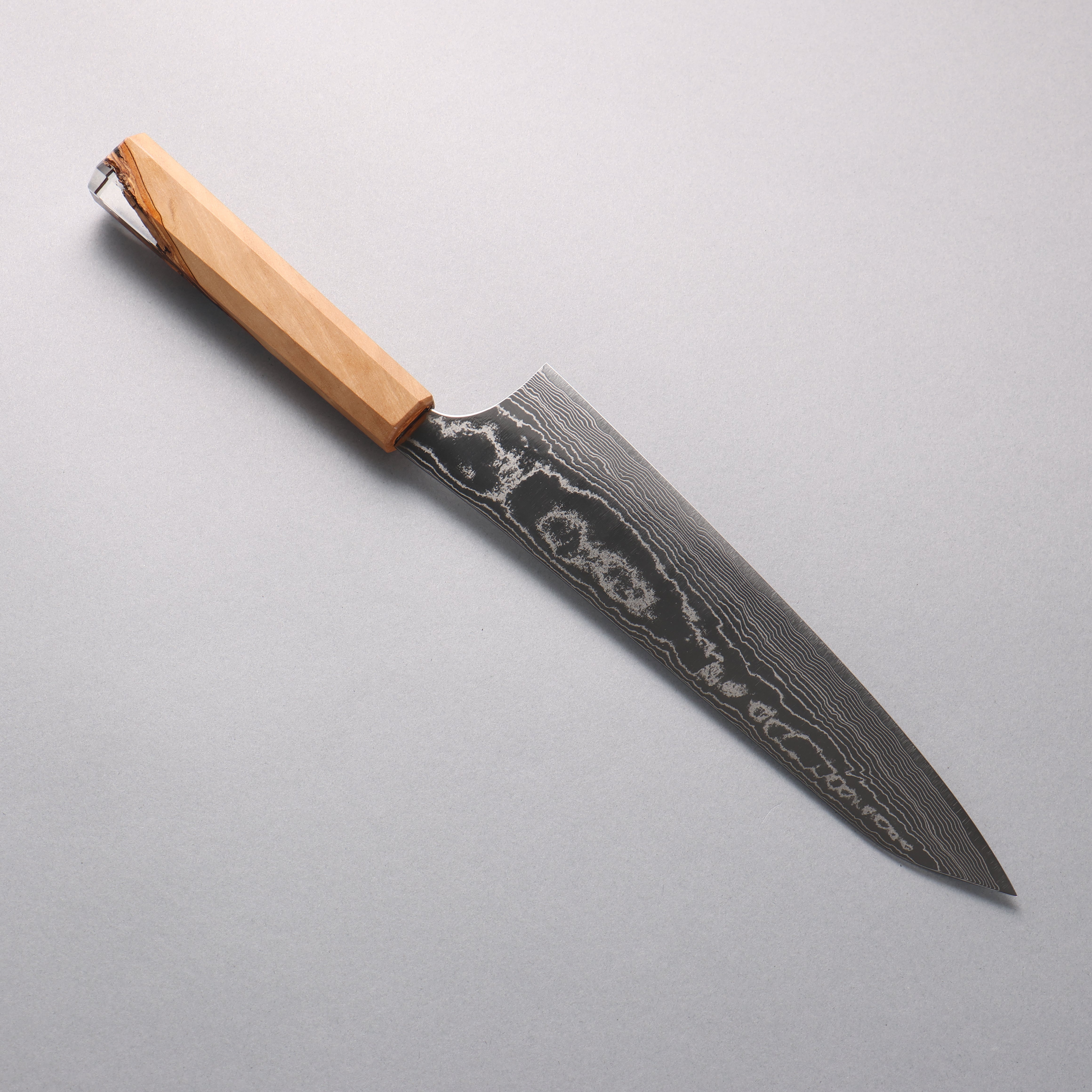 Yu Kurosaki Suiun SG2 Damascus Gyuto 210mm Olive Wood & Clear Resin Handle - Seisuke Knife