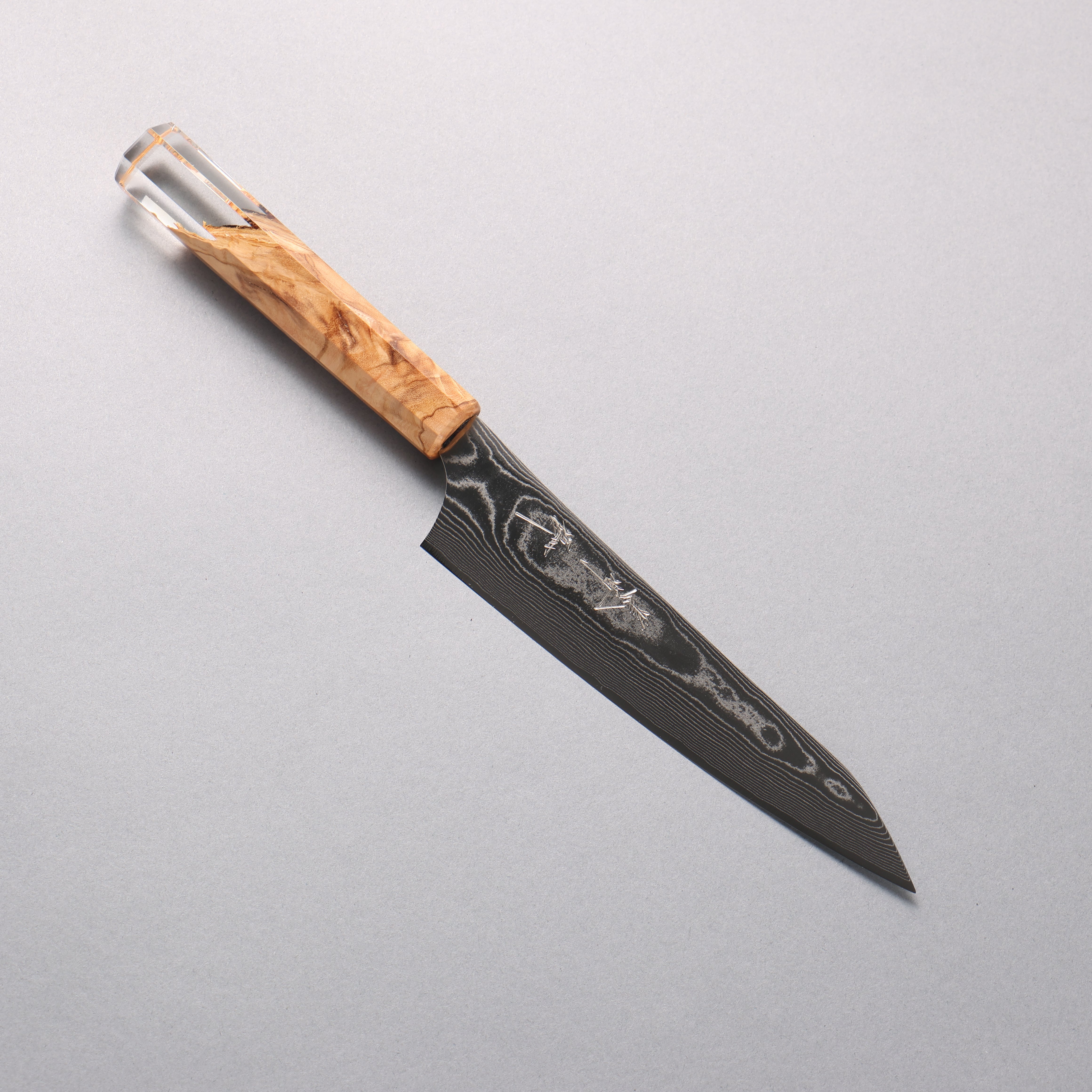 Yu Kurosaki Suiun SG2 Damascus Petty-Utility 150mm Olive Wood & Clear Resin Handle - Seisuke Knife
