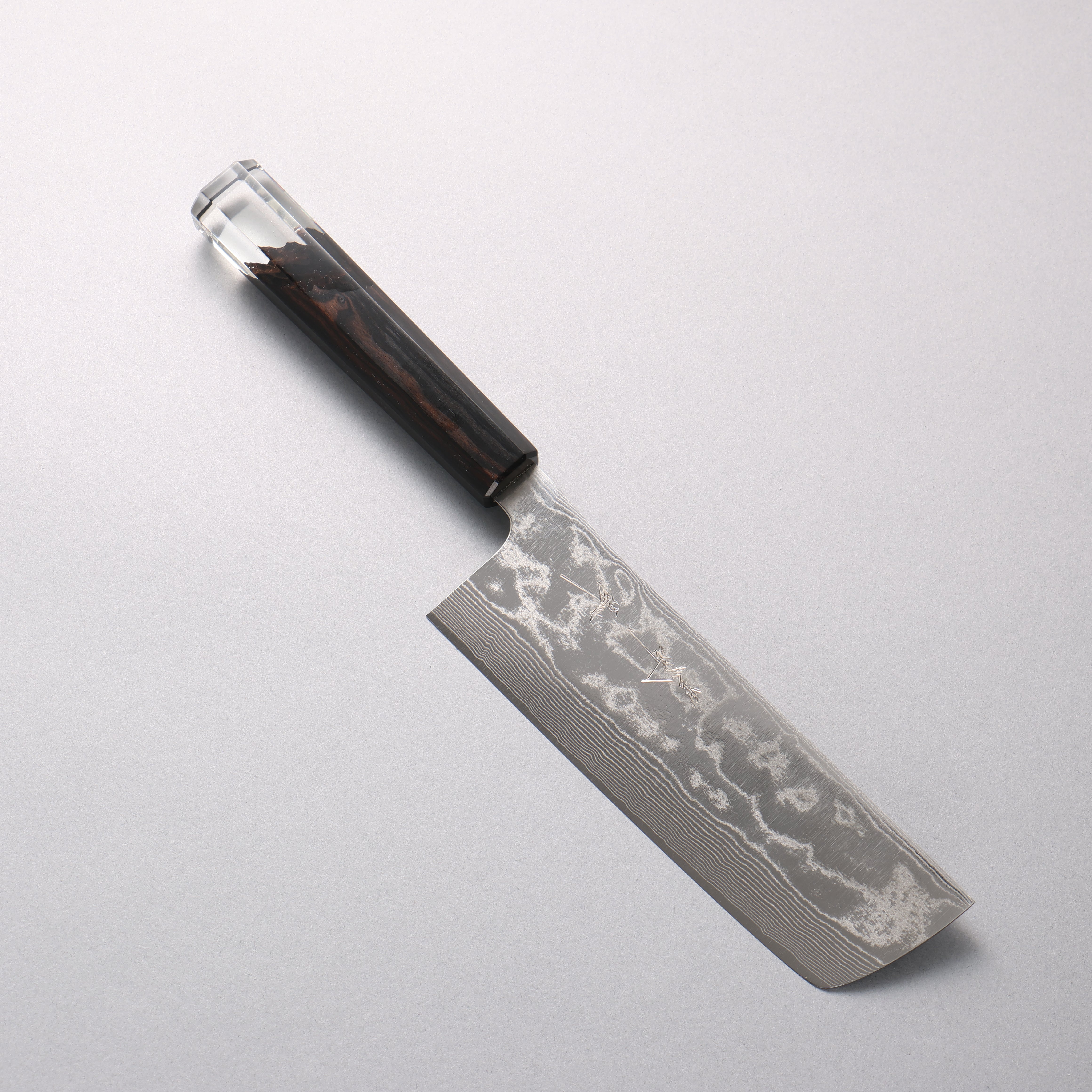 Yu Kurosaki Suiun SG2 Damascus Nakiri 165mm Ebony and Clear Resin Handle