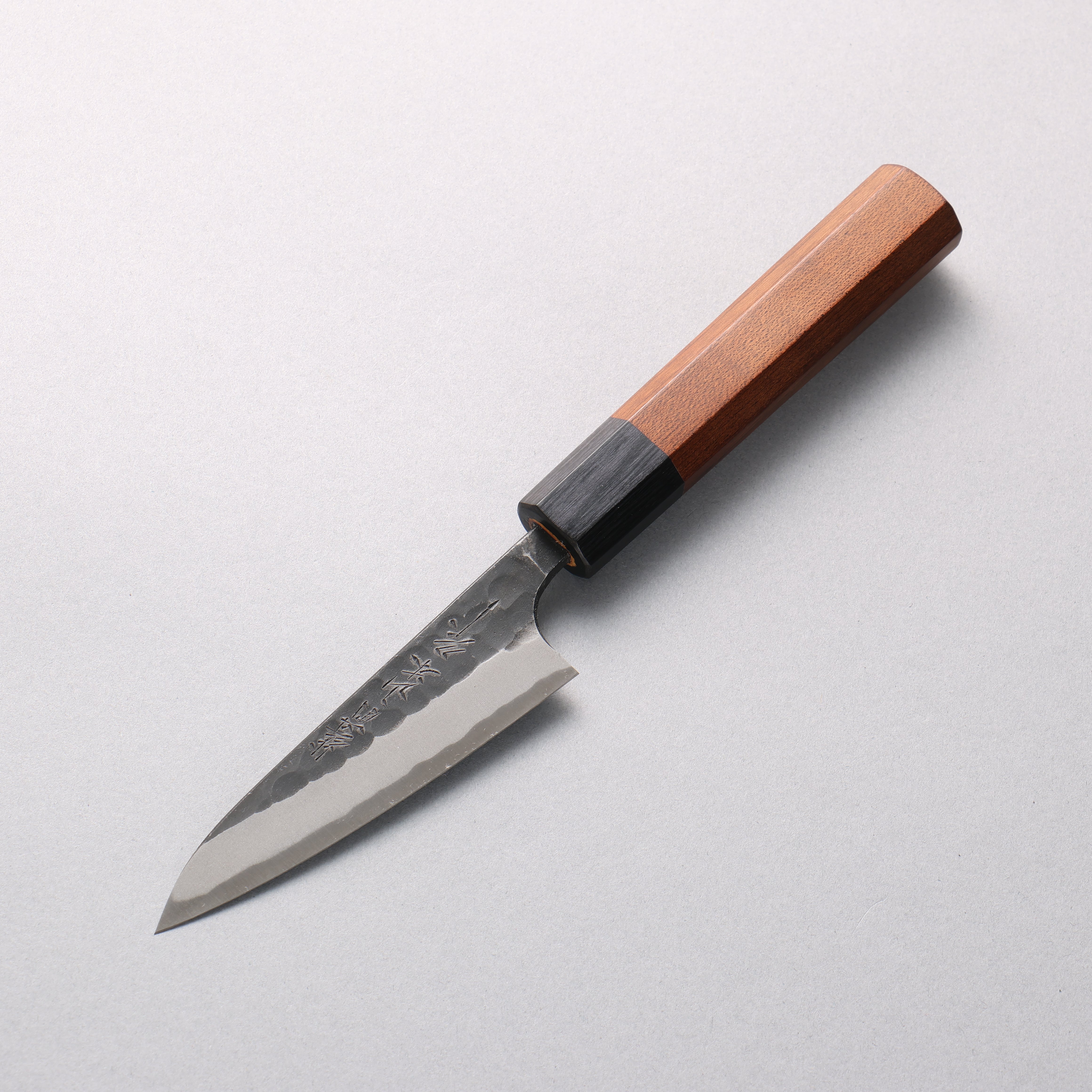 Nao Yamamoto Blue Super Kurouchi Hammered(Maru) Petty-Utility 100mm Maple Stabilized Handle