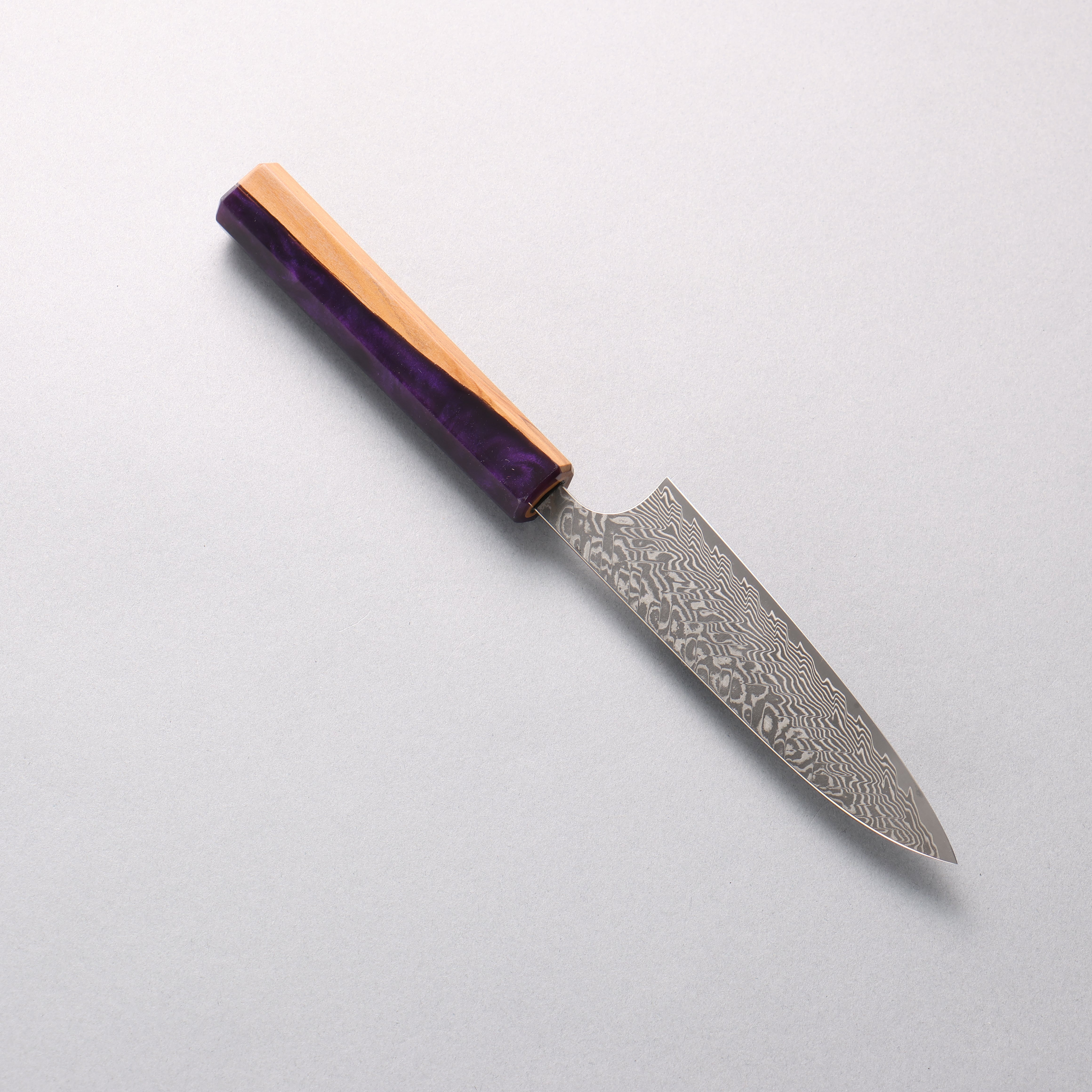 Yoshimi Kato SG2 Black Damascus Petty-Utility 120mm Olive Tree and Purple Resin Handle