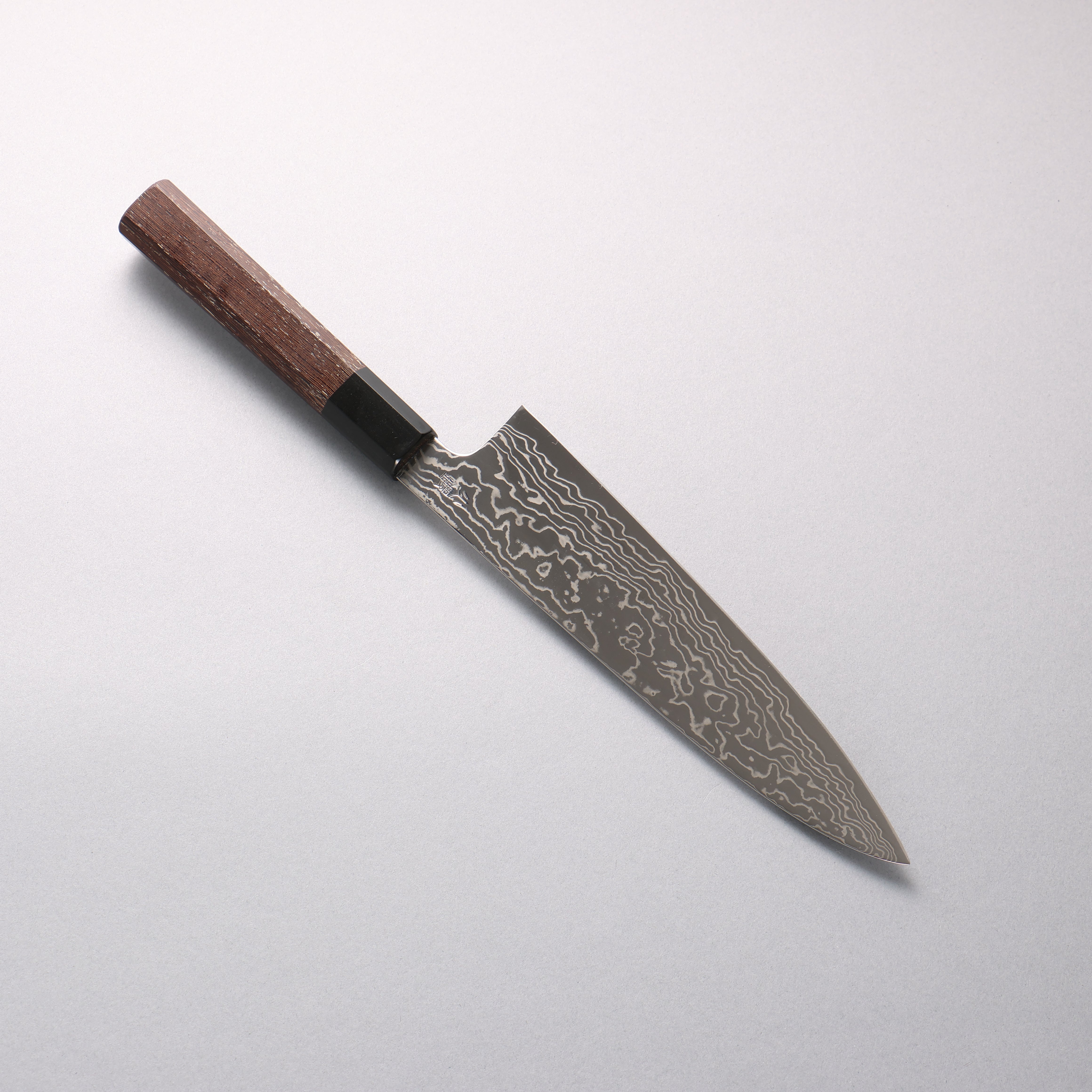 Sukenari Silver Steel No.3 Mirrored Finish Damascus Gyuto 210mm Wenge (ferrule: Black Buffalo Horn) Handle