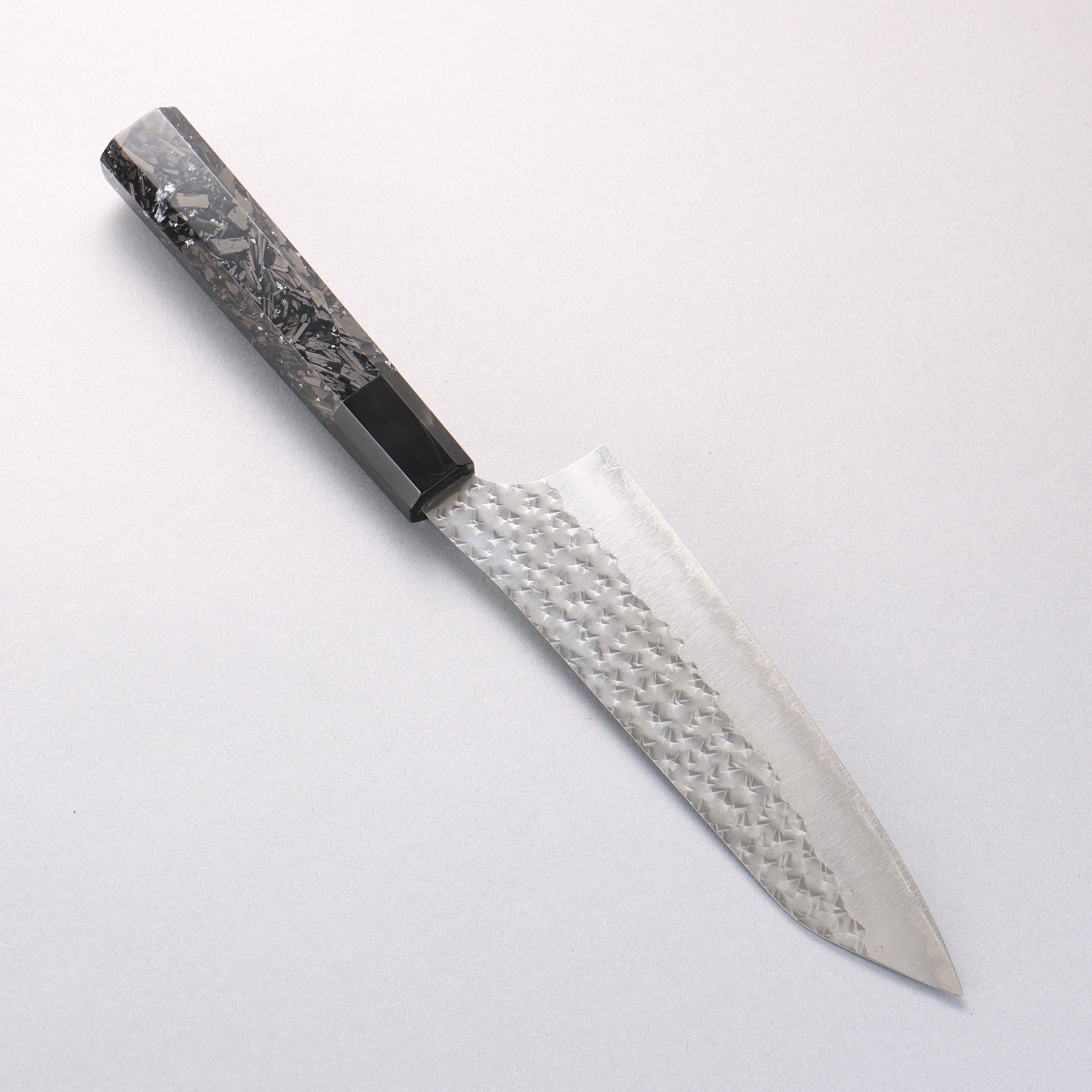 [Ginza Only] Yu Kurosaki Senko Ei SG2 Hammered Bunka 170mm Carbon Fiber with Silver Speckles (ferrule: Black Water Buffalo Horn) Handle