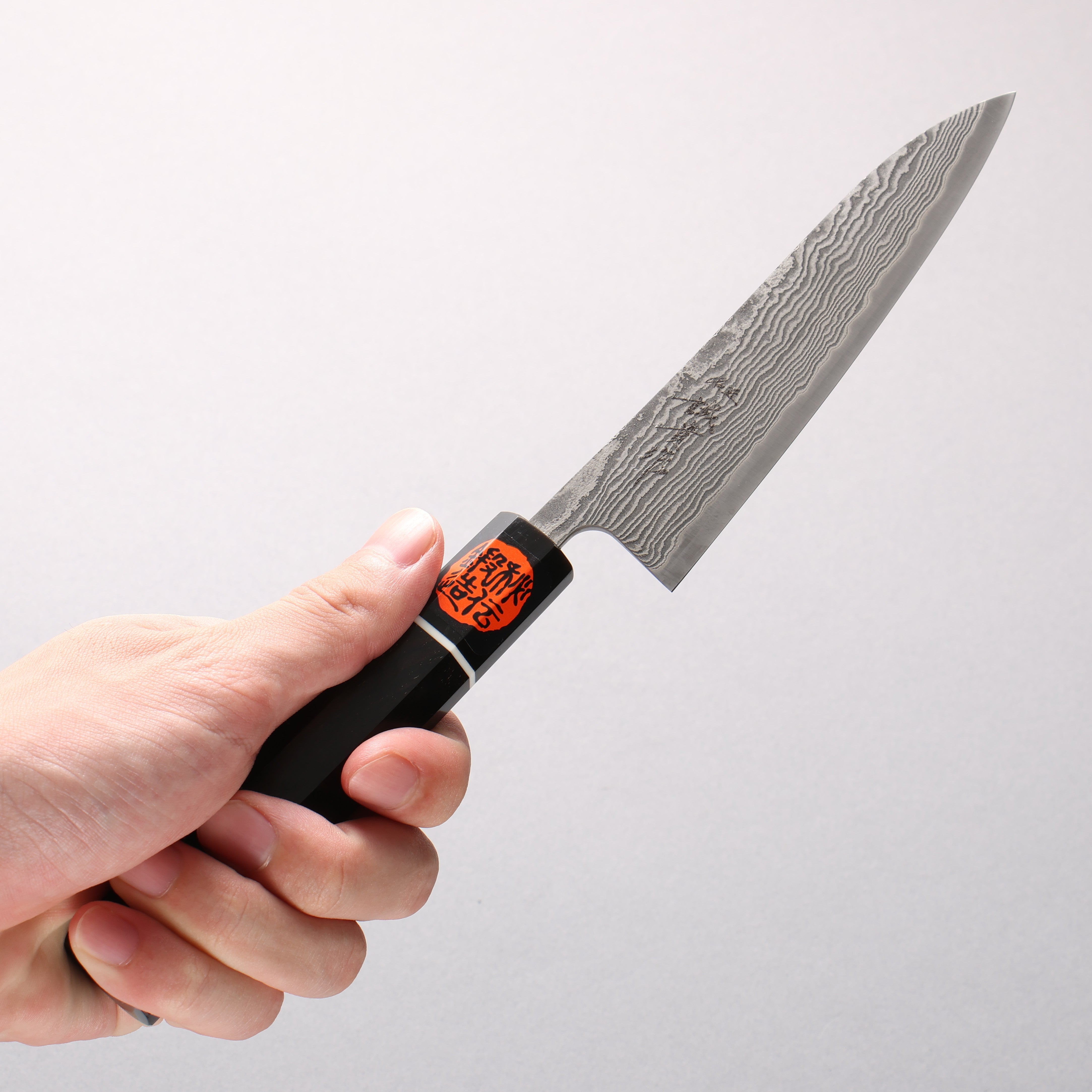 Shigeki Tanaka Habakiri SG2 Damascus Petty-Utility 135mm Ebony Wood Handle - Seisuke Knife