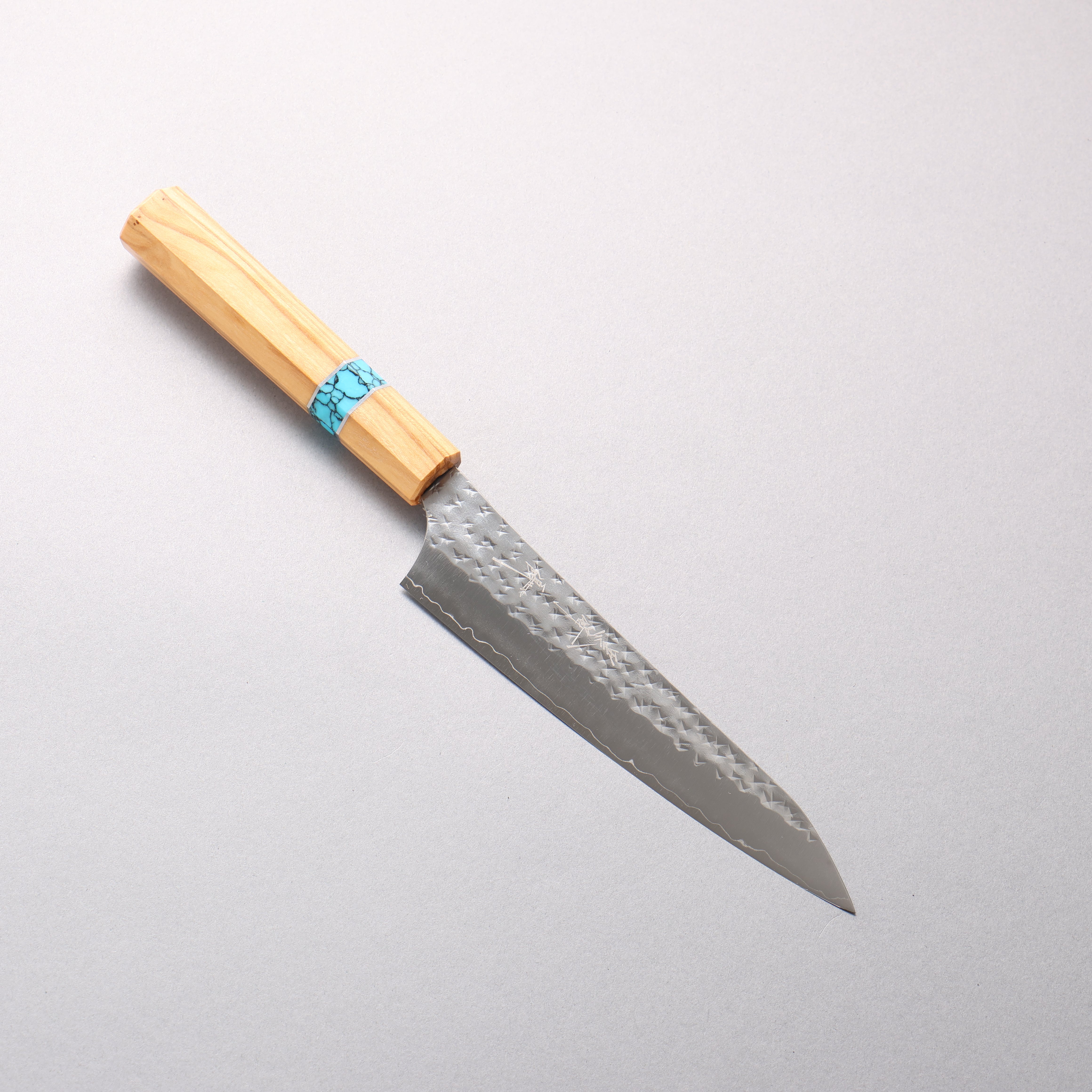 Yu Kurosaki Senko Ei SG2 Hammered Petty-Utility 150mm Olive Tree(Turquoise Ring) Handle - Seisuke Knife