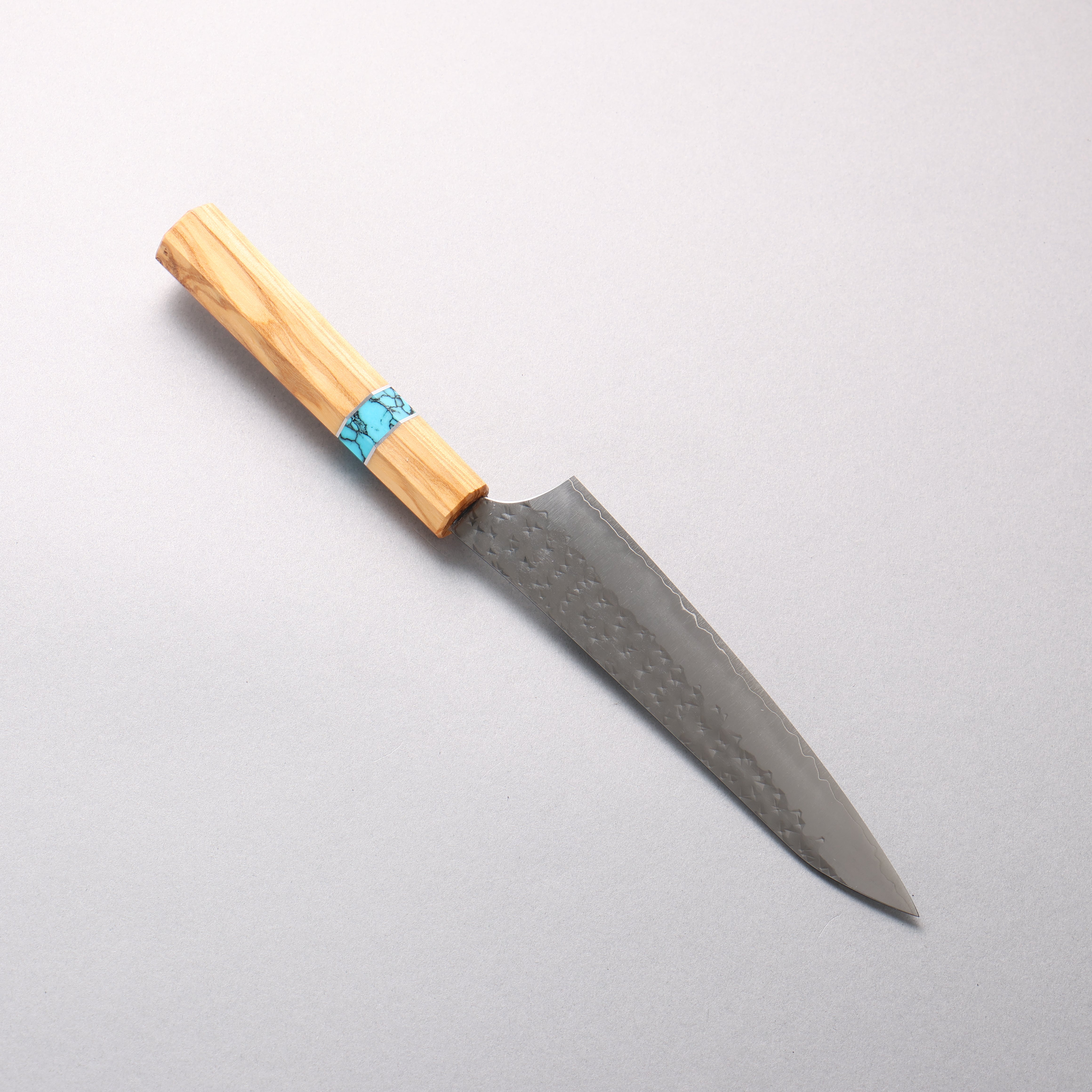 Yu Kurosaki Senko Ei SG2 Hammered Petty-Utility 150mm Olive Tree(Turquoise Ring) Handle - Seisuke Knife