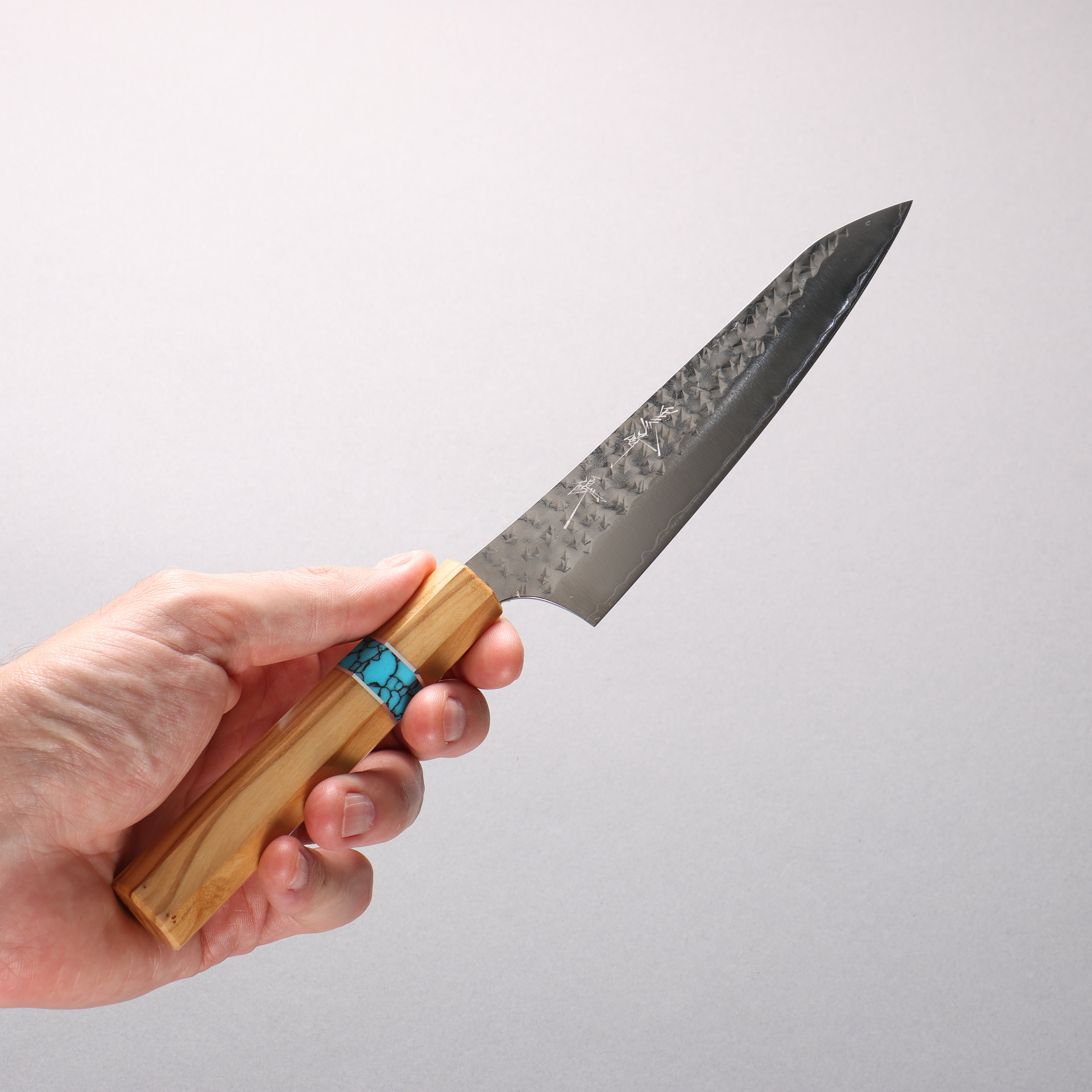 Yu Kurosaki Senko Ei SG2 Hammered Petty-Utility 150mm Olive Tree(Turquoise Ring) Handle - Seisuke Knife