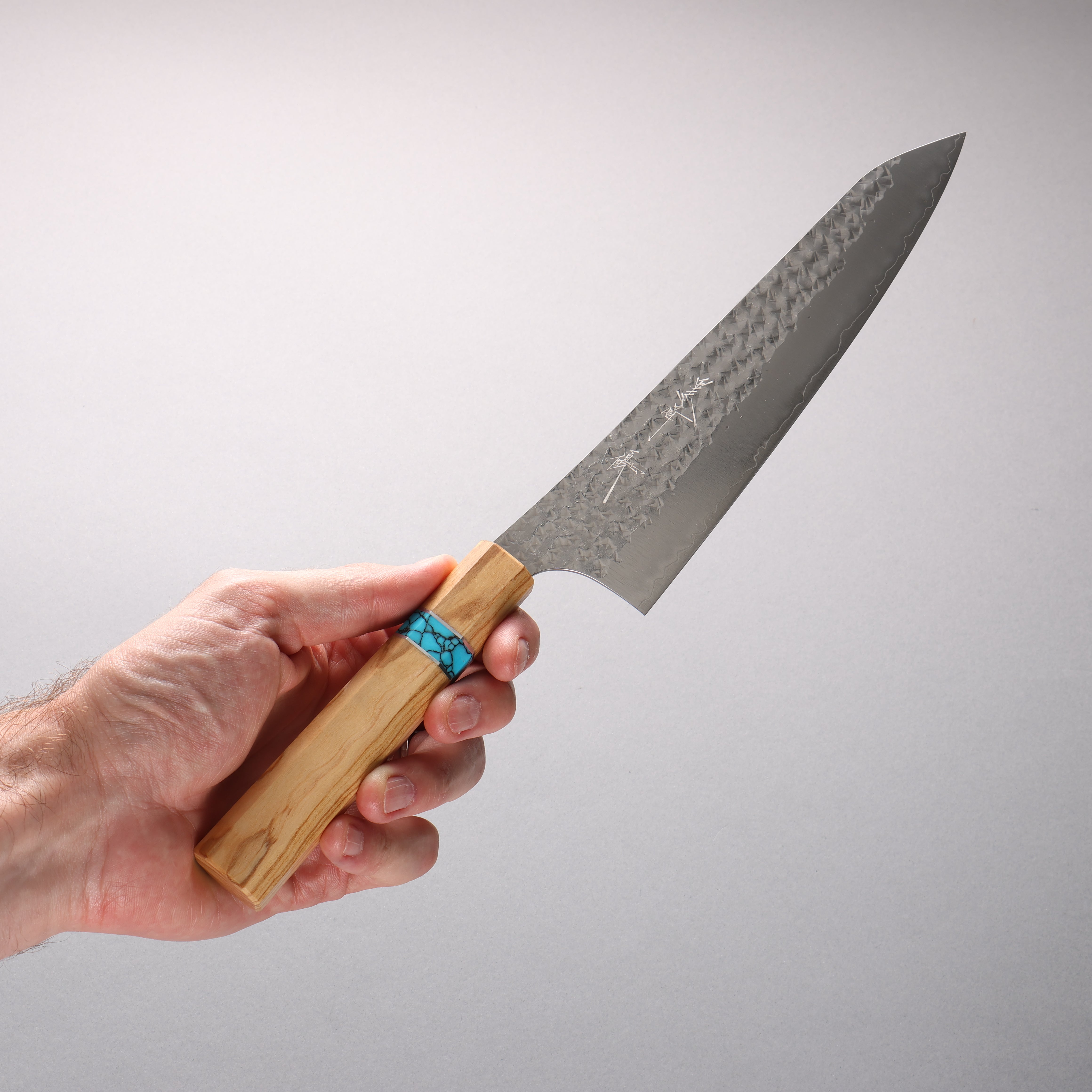 Yu Kurosaki Senko Ei SG2 Hammered Gyuto 210mm Olive Tree(Turquoise Ring) Handle - Seisuke Knife