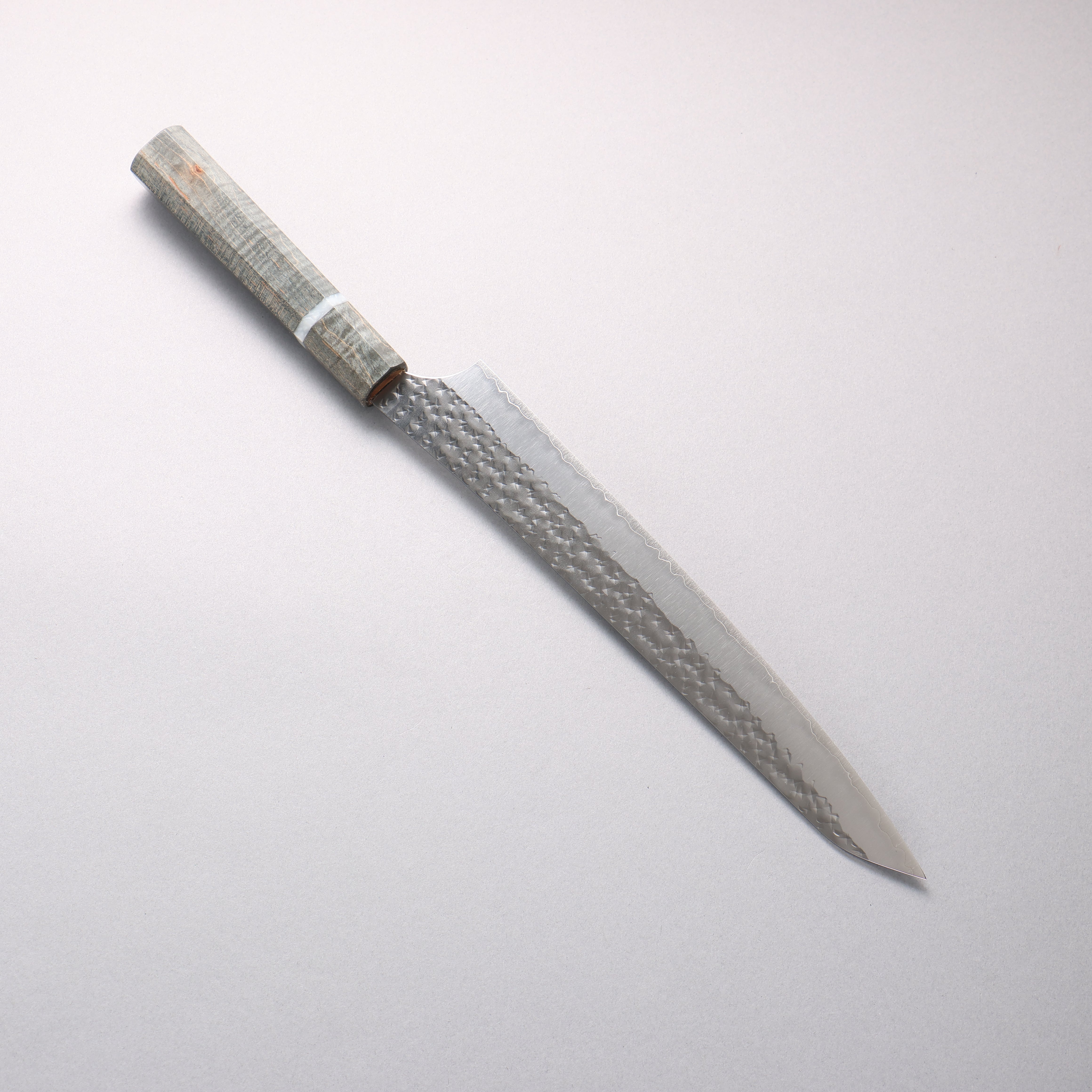 Yu Kurosaki Senko Ei SG2 Hammered Sujihiki 240mm Stabilized Burl (White Ring) Handle