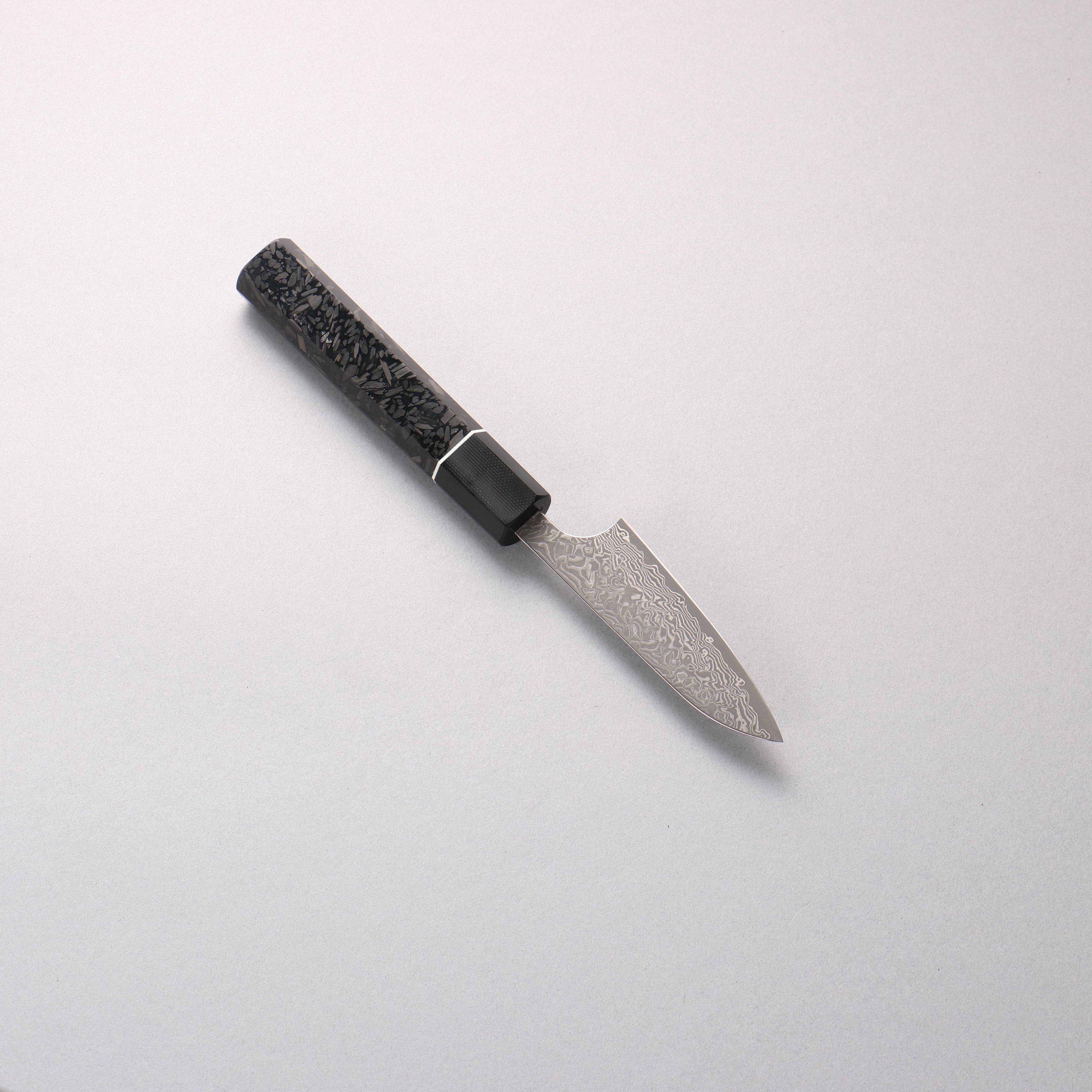 Yoshimi Kato VG10 Black Damascus Petty-Utility 80mm Carbon Fiber (ferrule: G10) Handle
