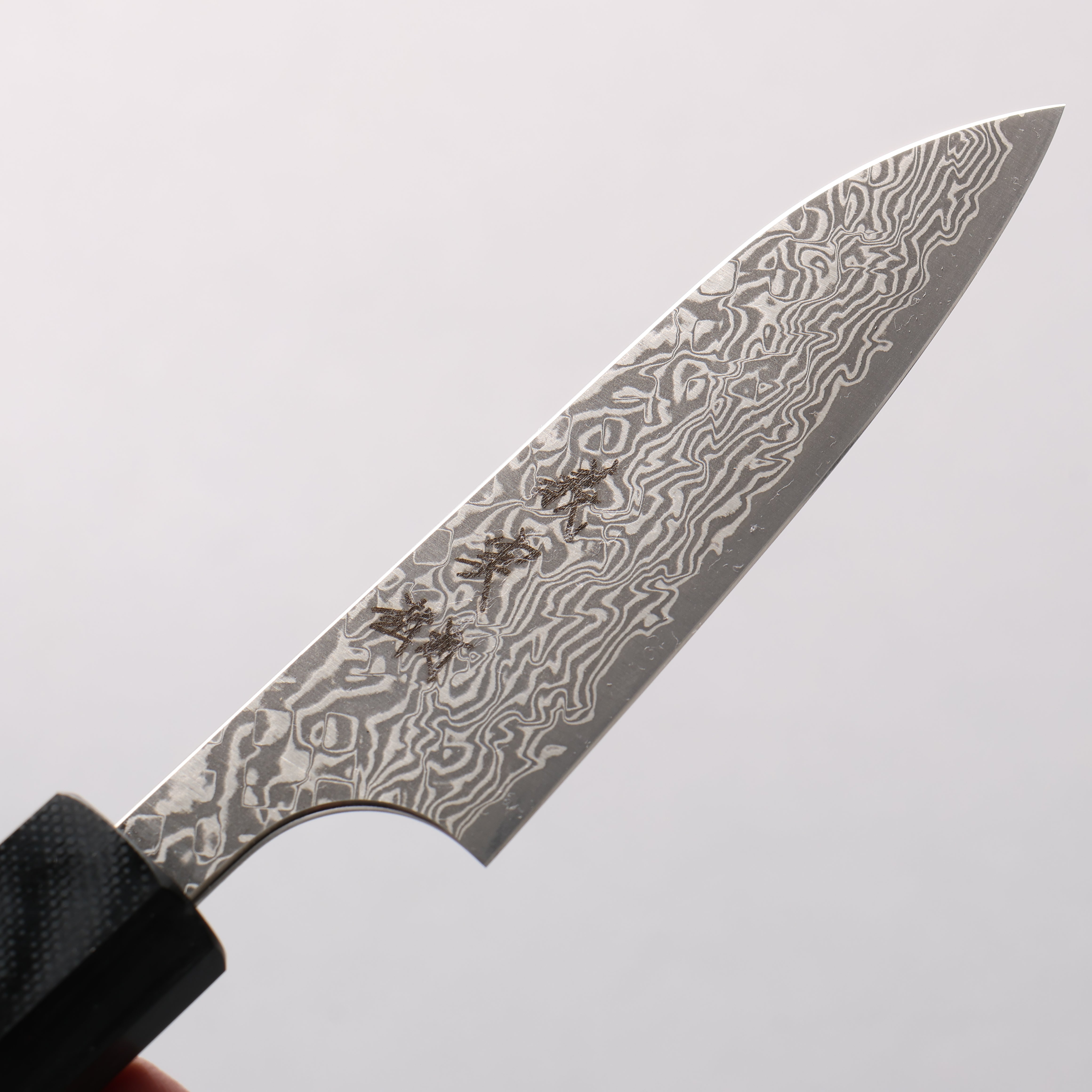 Yoshimi Kato VG10 Black Damascus Petty-Utility 80mm Carbon Fiber (ferrule: G10) Handle