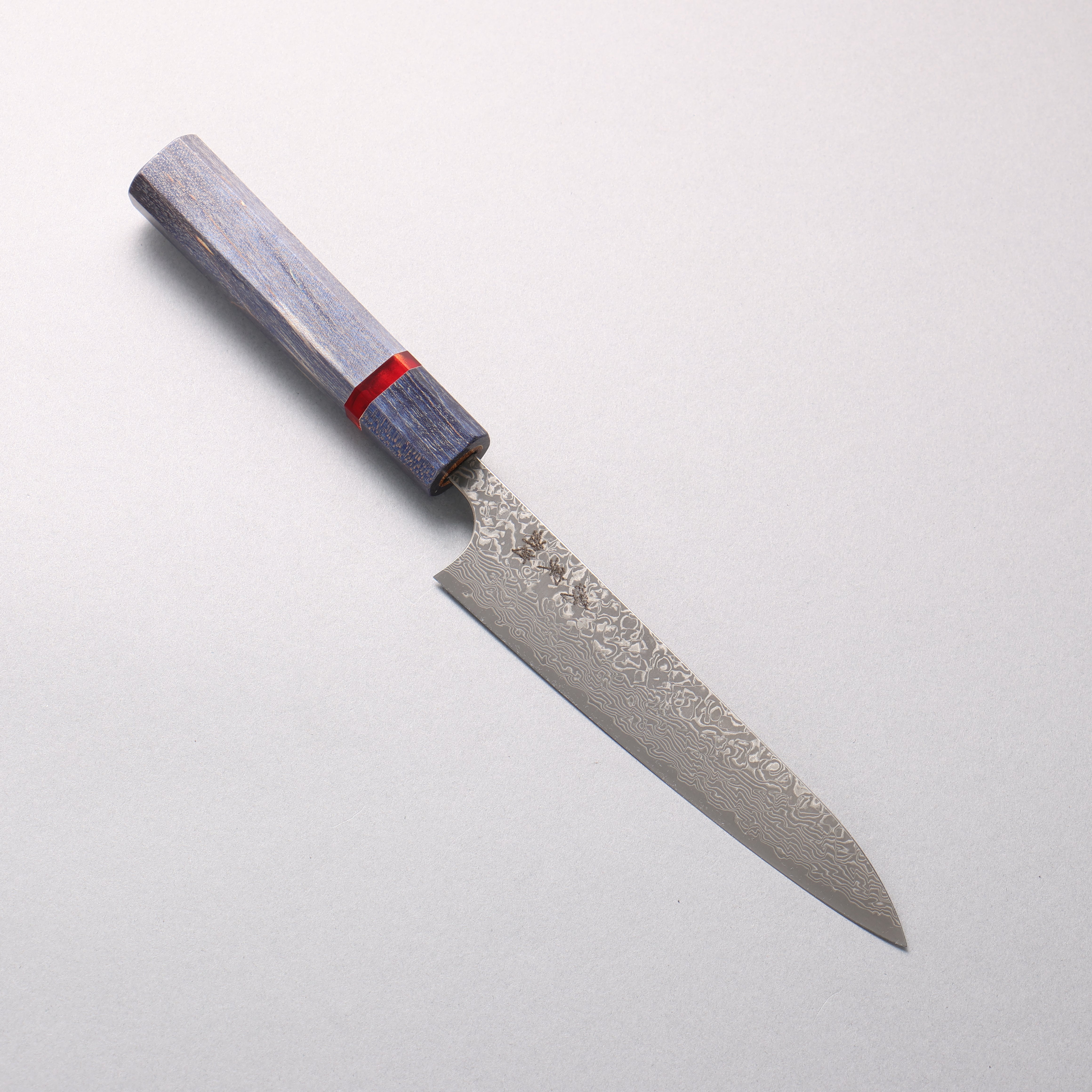 Yoshimi Kato VG10 Black Damascus Petty-Utility 150mm Blue Stabilized Wood (With Red Ring) Handle