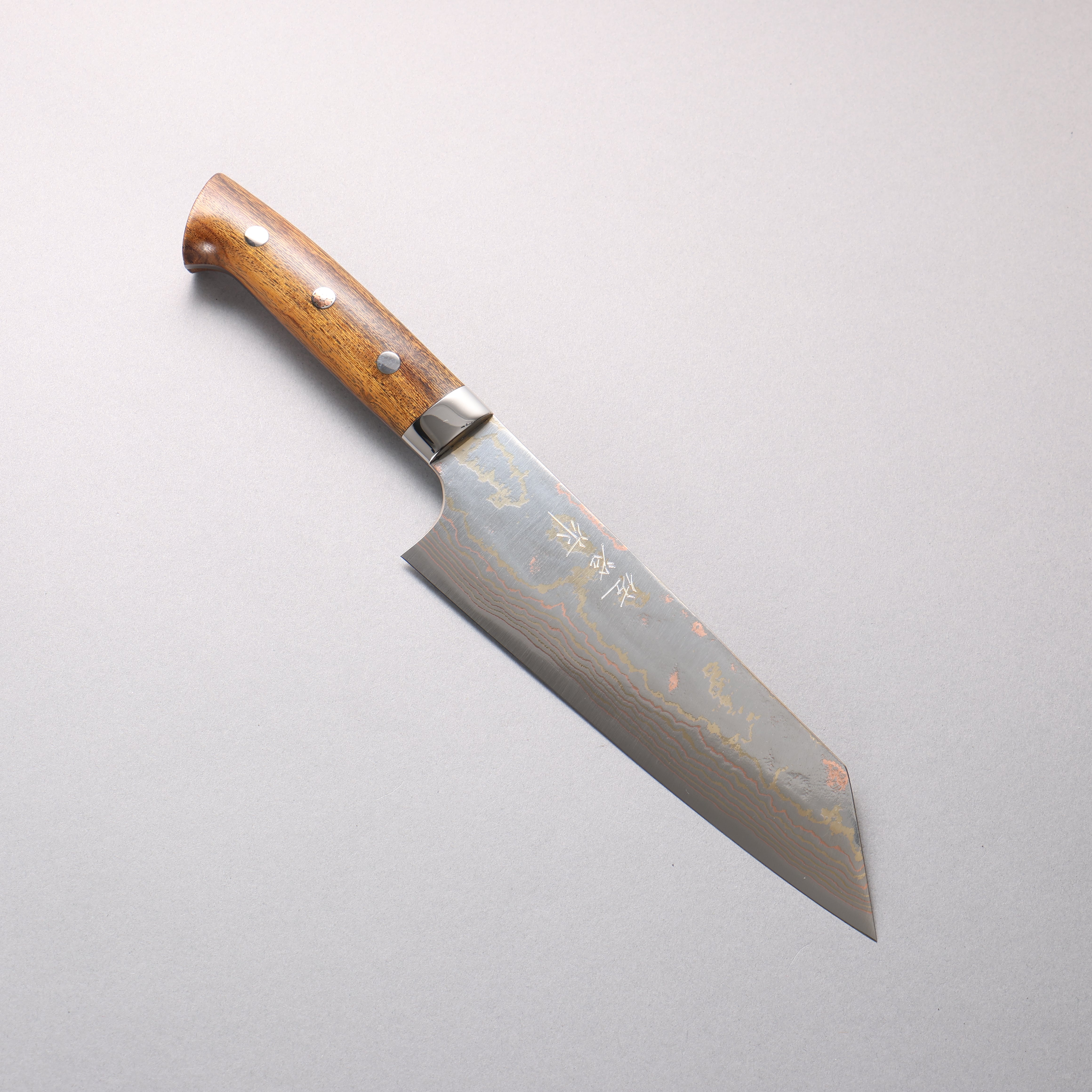 Takeshi Saji Blue Steel No.2 Colored Damascus Bunka 180mm Ironwood Handle - Seisuke Knife