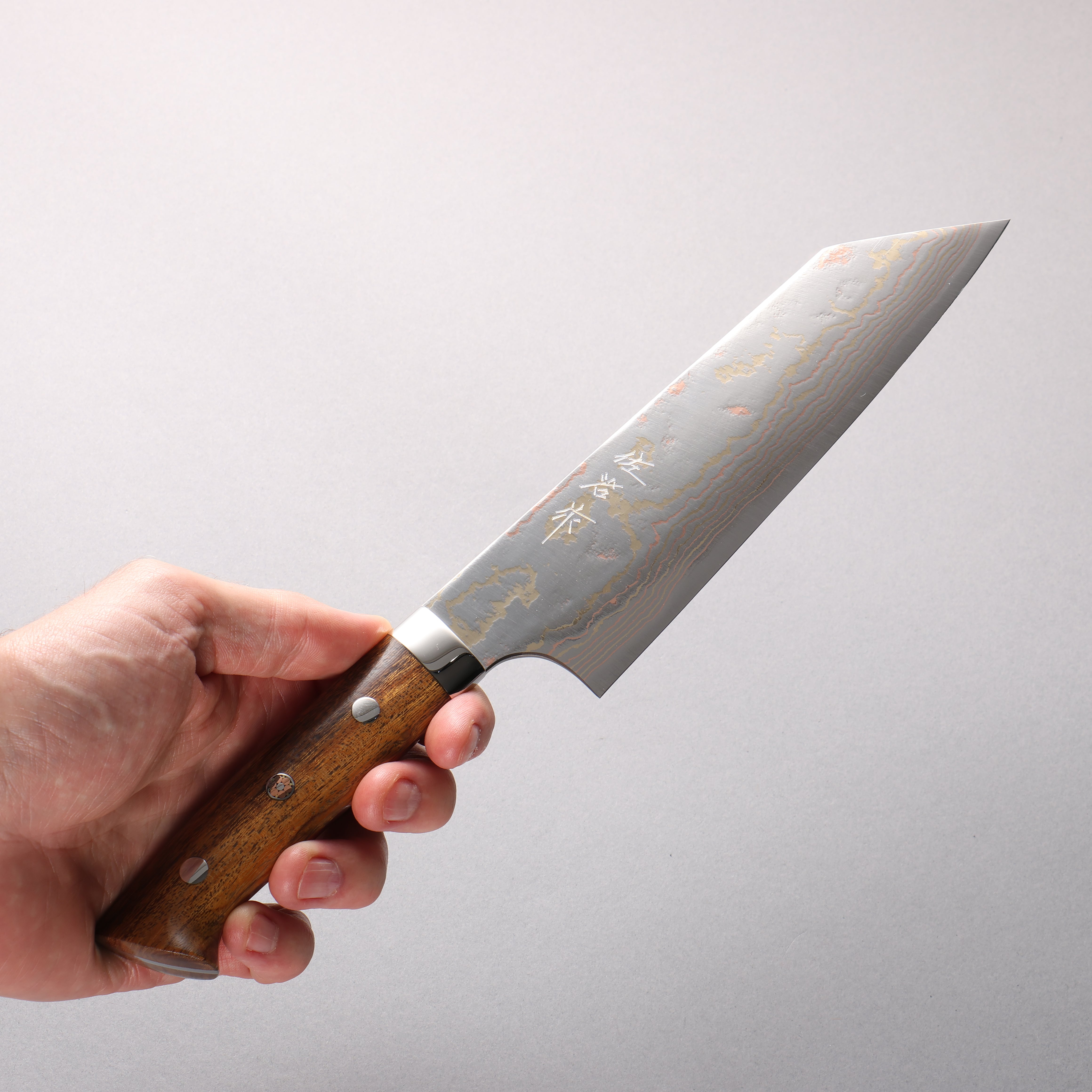 Takeshi Saji Blue Steel No.2 Colored Damascus Bunka 180mm Ironwood Handle - Seisuke Knife