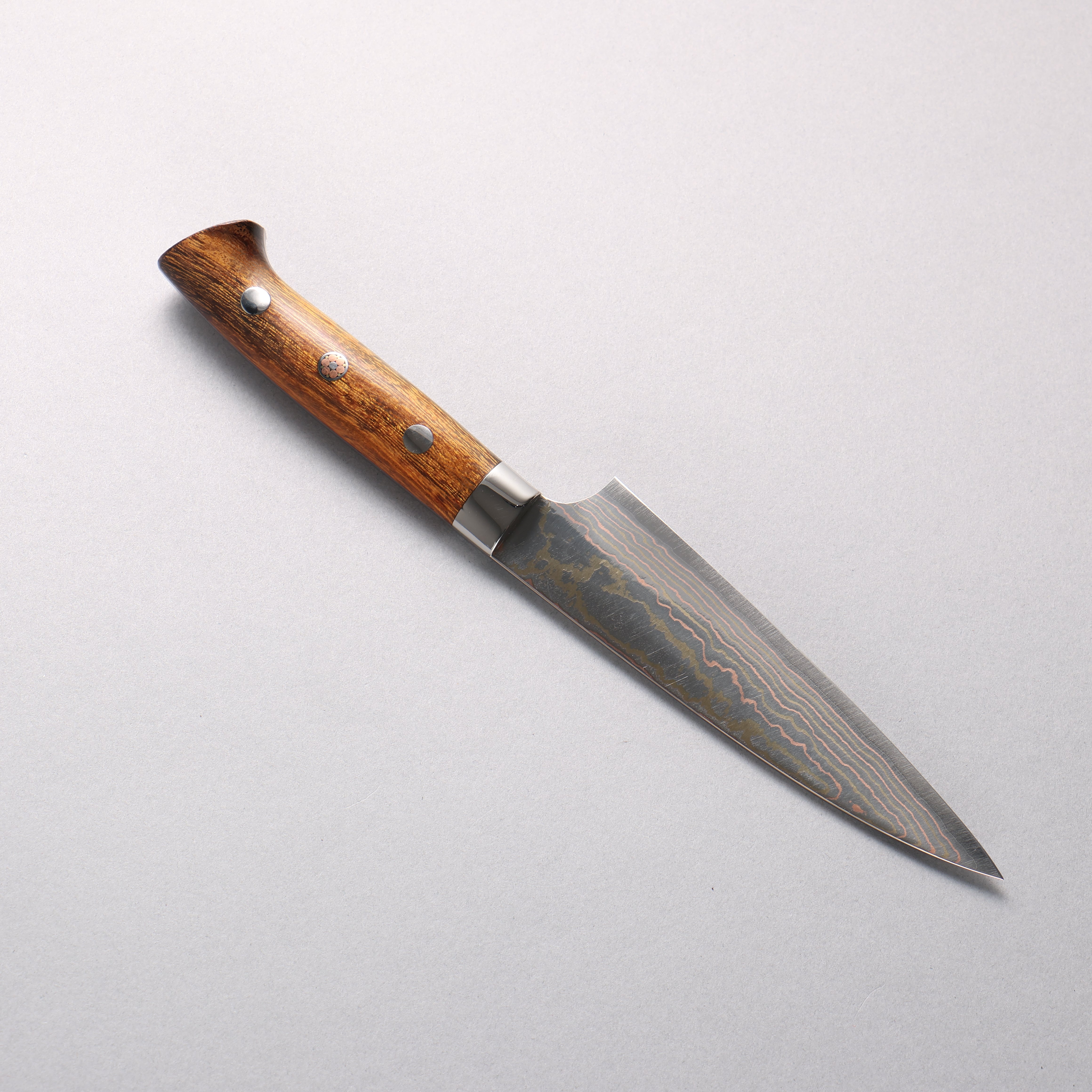 Takeshi Saji Blue Steel No.2 Colored Damascus Migaki Finished Petty-Utility 130mm Ironwood Handle