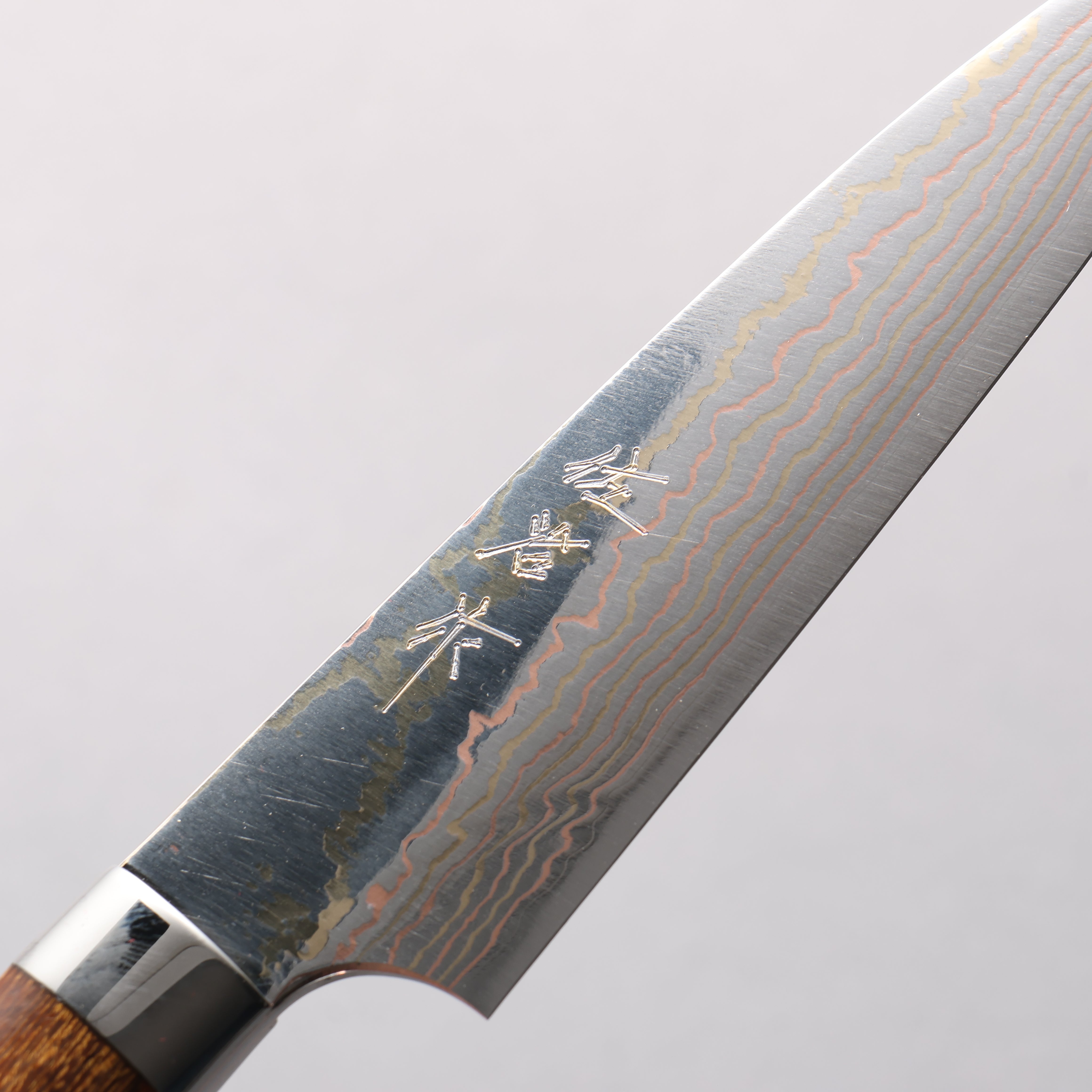 Takeshi Saji Blue Steel No.2 Colored Damascus Migaki Finished Petty-Utility 130mm Ironwood Handle