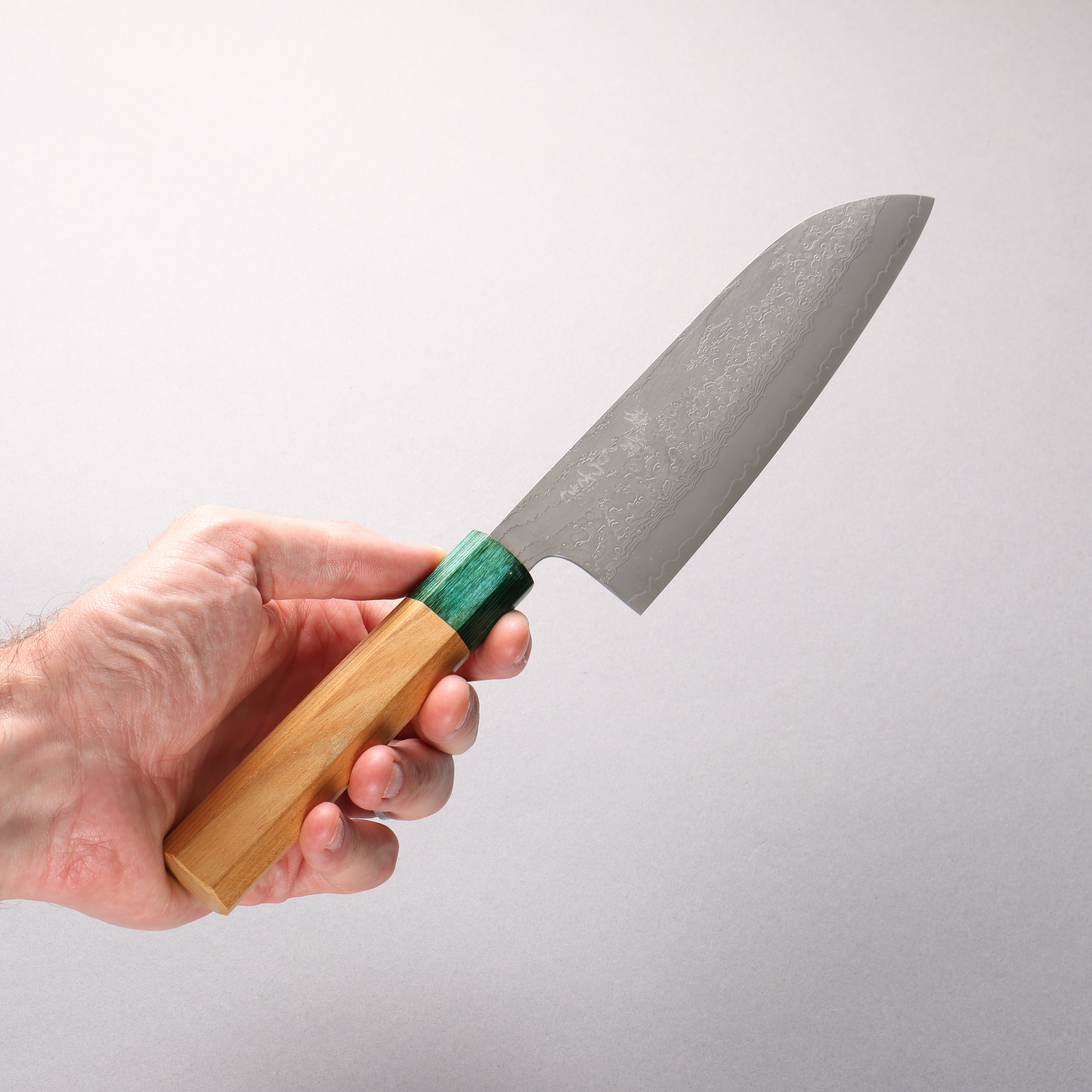 Makoto Kurosaki Tree Spirit VG10w Damascus Santoku 165mm Japanese Elm (Ferrule: Green Pakka Wood) Handle