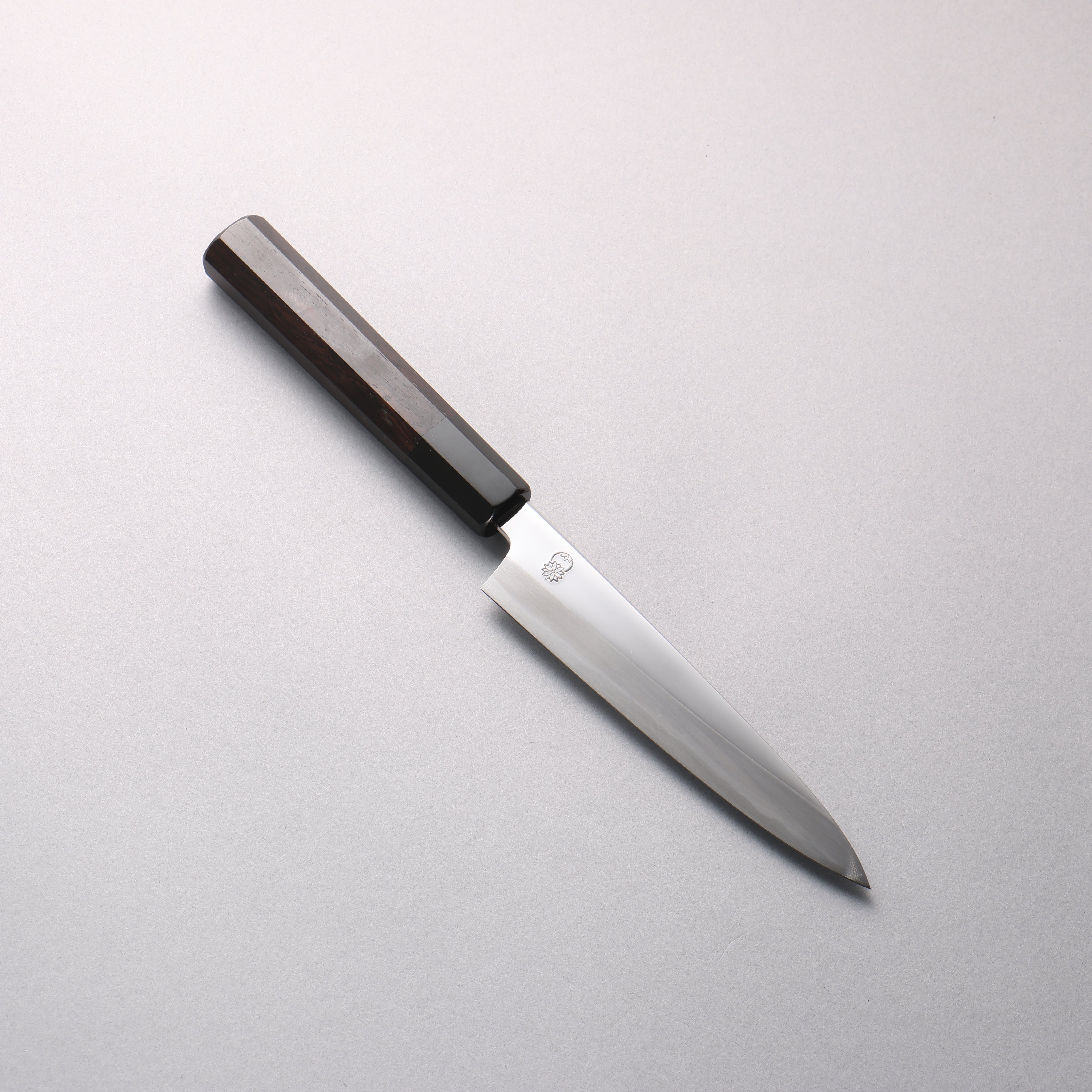 Choyo White Steel Mirrored Finish Petty-Utility 150mm Ebony Wood (ferrule: Black Water Buffalo Horn) Handle - Seisuke Knife