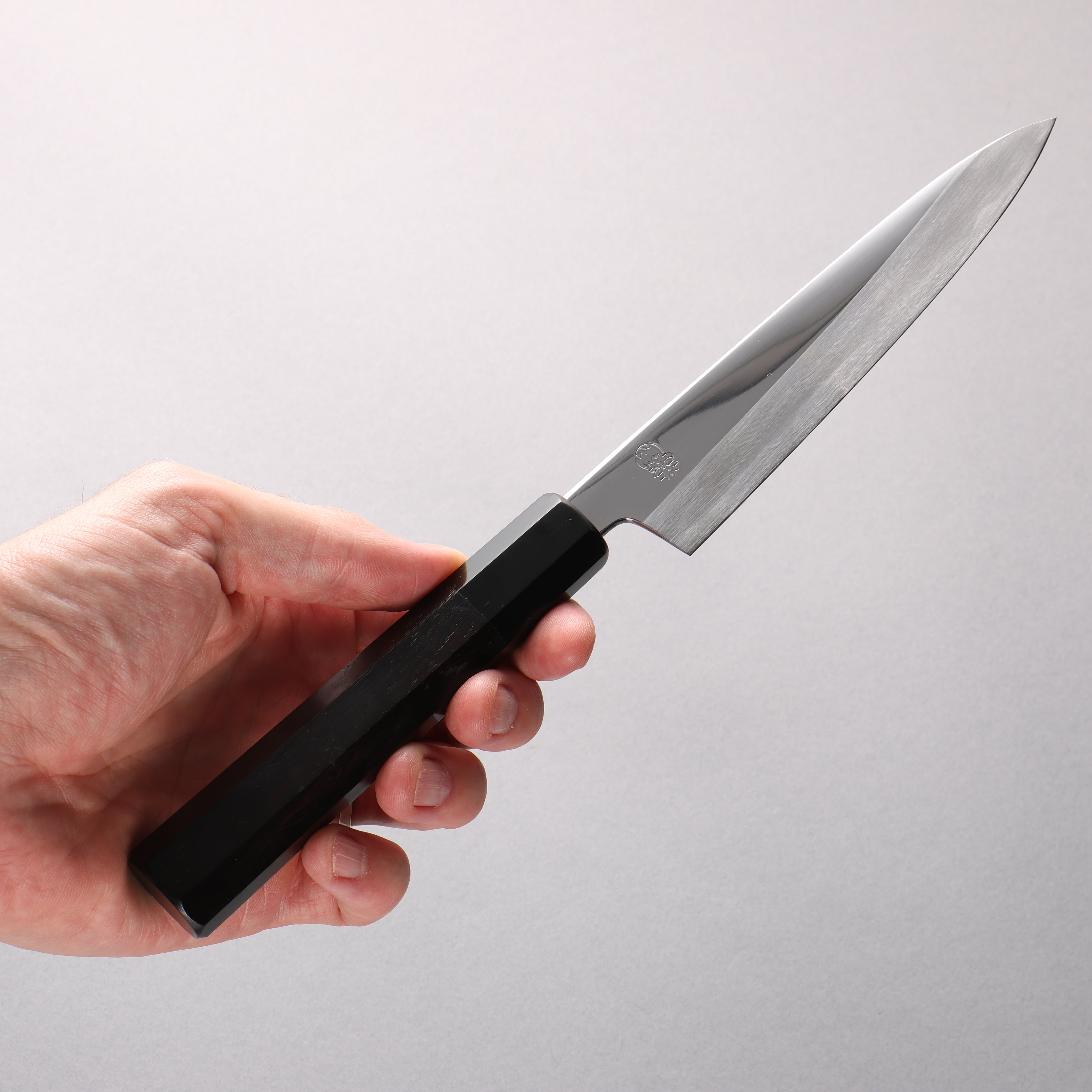 Choyo White Steel Migaki Petty-Utility 150mm Ebony Wood & Black Water Buffalo Horn Handle - Seisuke Knife
