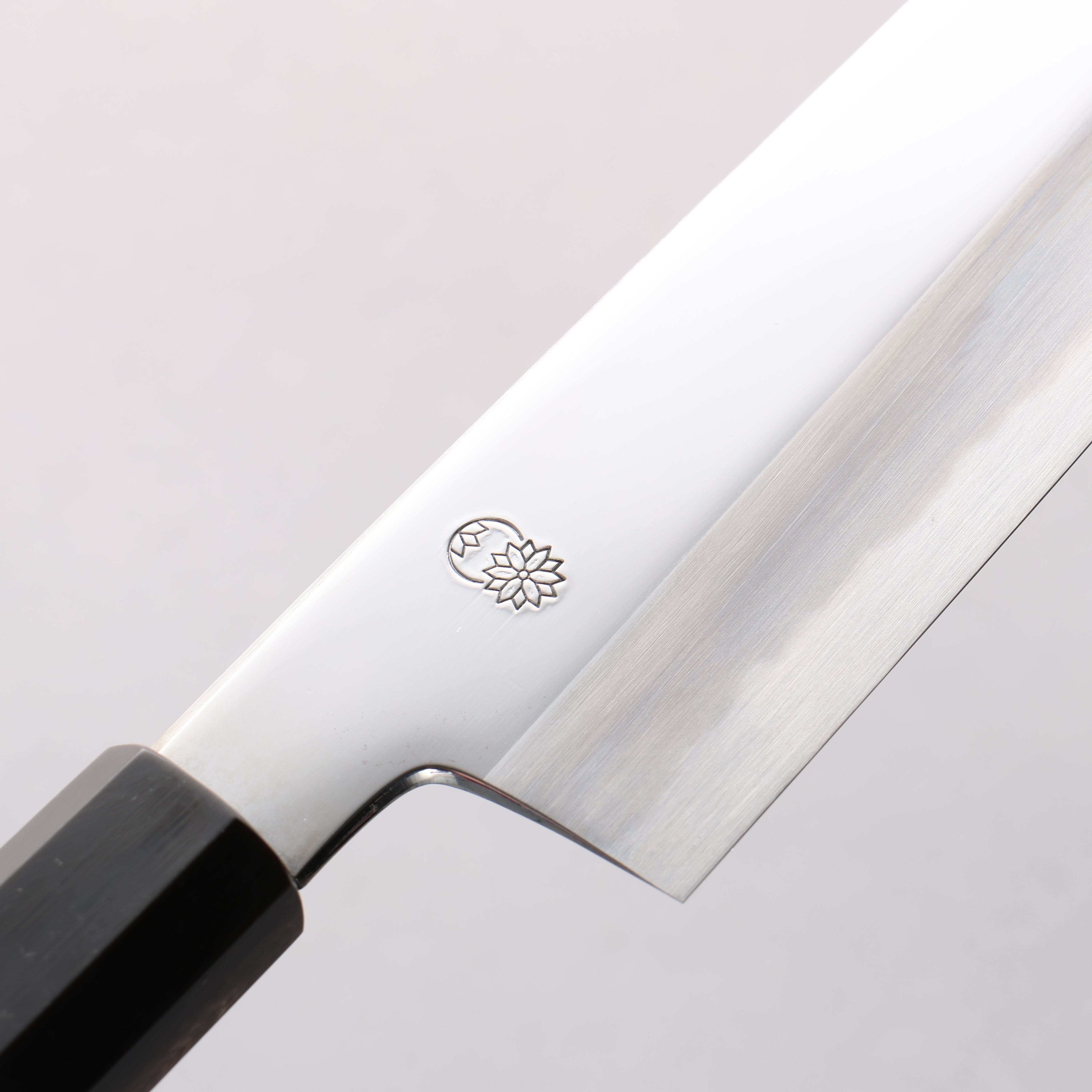 Choyo Blue Steel No.1 Migaki Kiritsuke Santoku 180mm Ebony Wood & Black Water Buffalo Horn Handle - Seisuke Knife