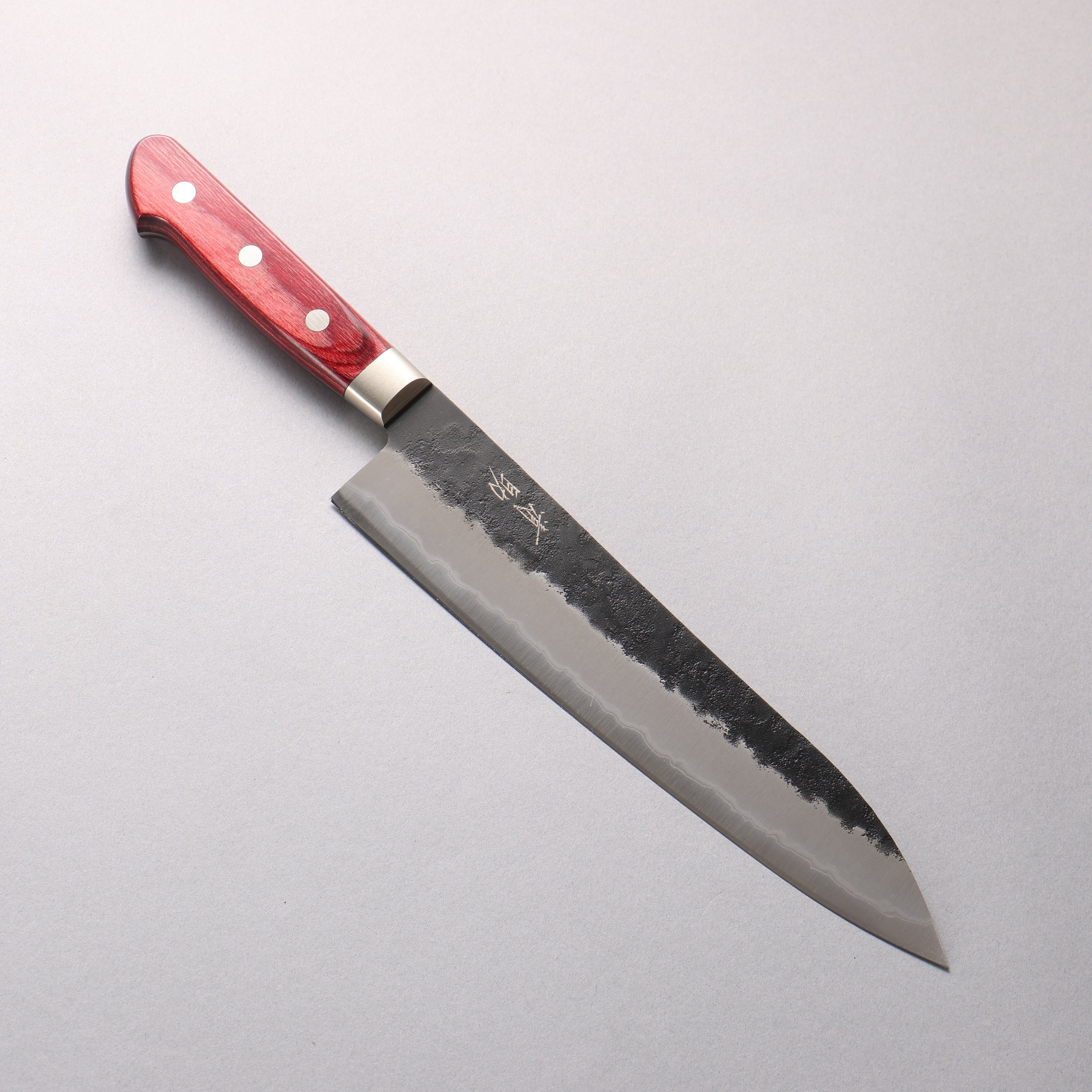 Seisuke Kuronashi Blue Super Nashiji Kurouchi Gyuto 210mm Red Pakka wood Handle - Seisuke Knife