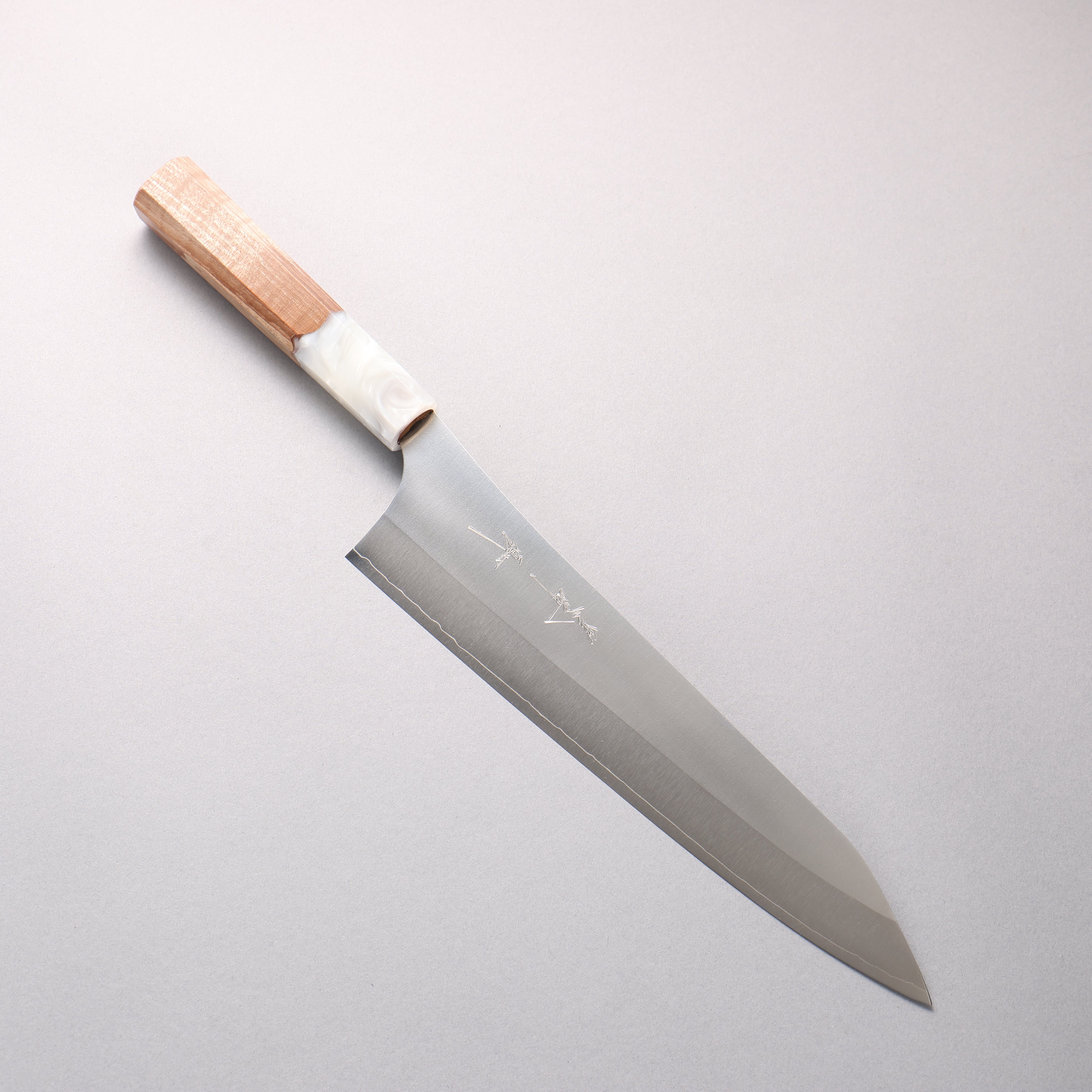 Yu Kurosaki New Gekko VG-XEOS Gyuto 240mm Resin Coated Birch & White Resin Handle - Seisuke Knife